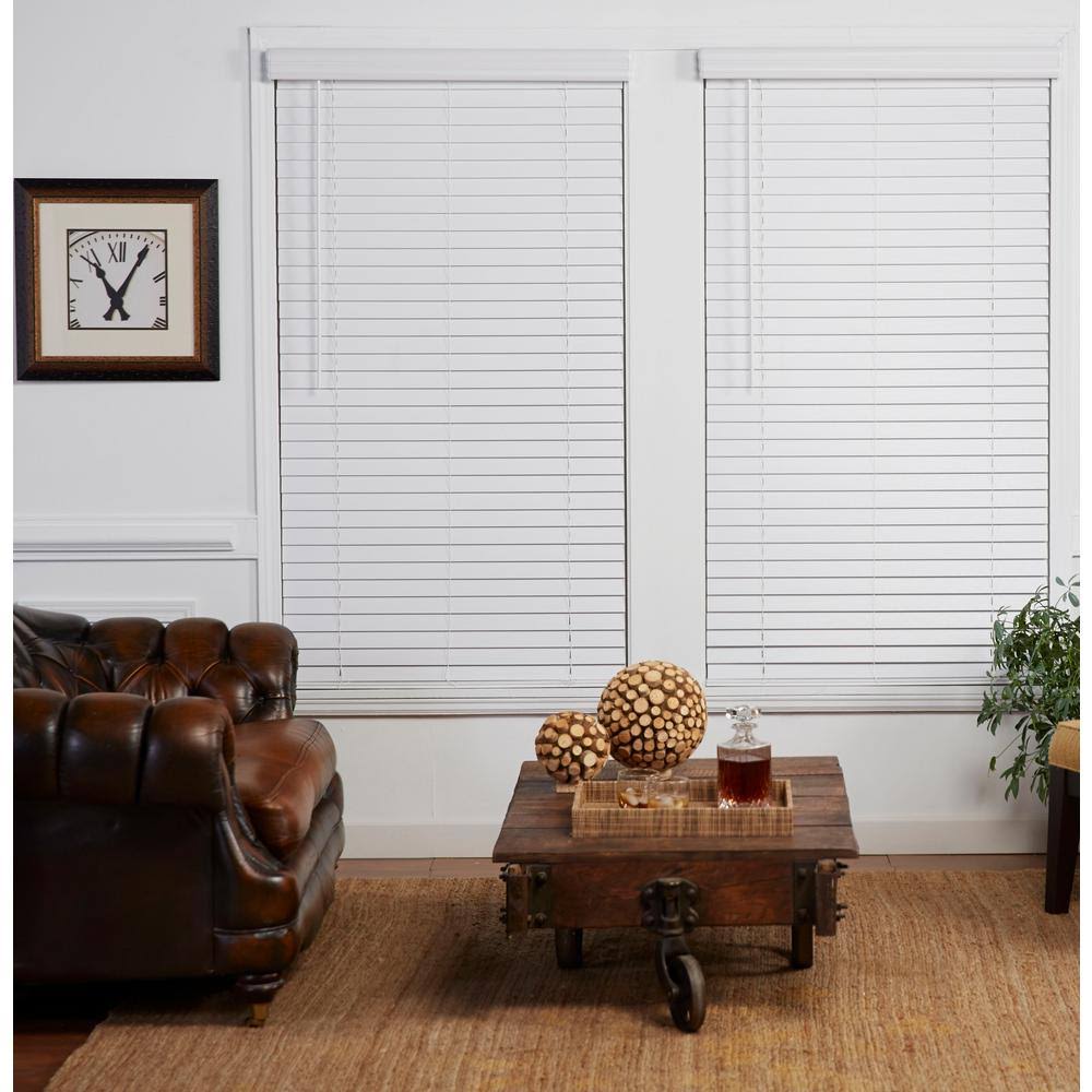 Perfect Lift Window Treatment Cut-to-Width White 2in Slats Room Darkening Cordless Faux Wood Blind-71.25in.W x 48in.L(Actual Siz CW_4YQ6DYON