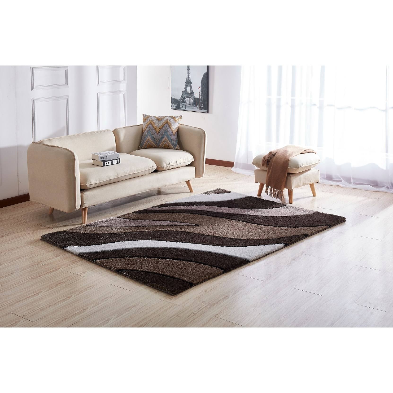Amazing Rugs AC1014-57 5 x 7 ft. Aria Collection Soft Pile Hand Tufted Shag Area Rug in Olive White, Brown EW_4GQ8FUW7 Amazing Rugs AC1014-57 5 x 7 ft. Aria Collection Soft Pile Hand Tufted Shag Area Rug in Olive White, Brown EW_4GQ8FUW7