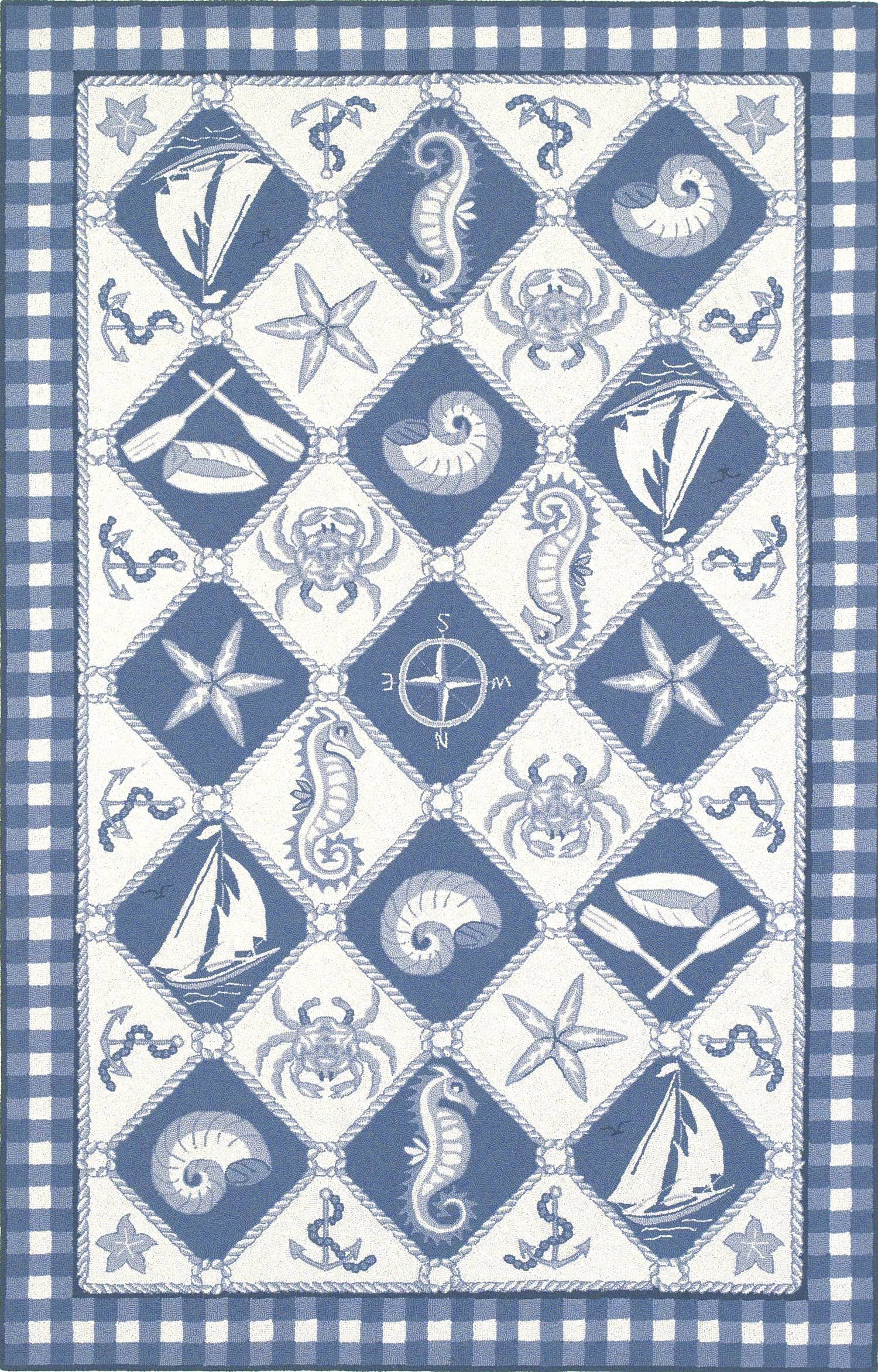 Kas Colonial 1807 Blue/Ivory Nautical Panel Area Rug - 30 O3_DP0XVFLQ Kas Colonial 1807 Blue/Ivory Nautical Panel Area Rug - 30 O3_DP0XVFLQ