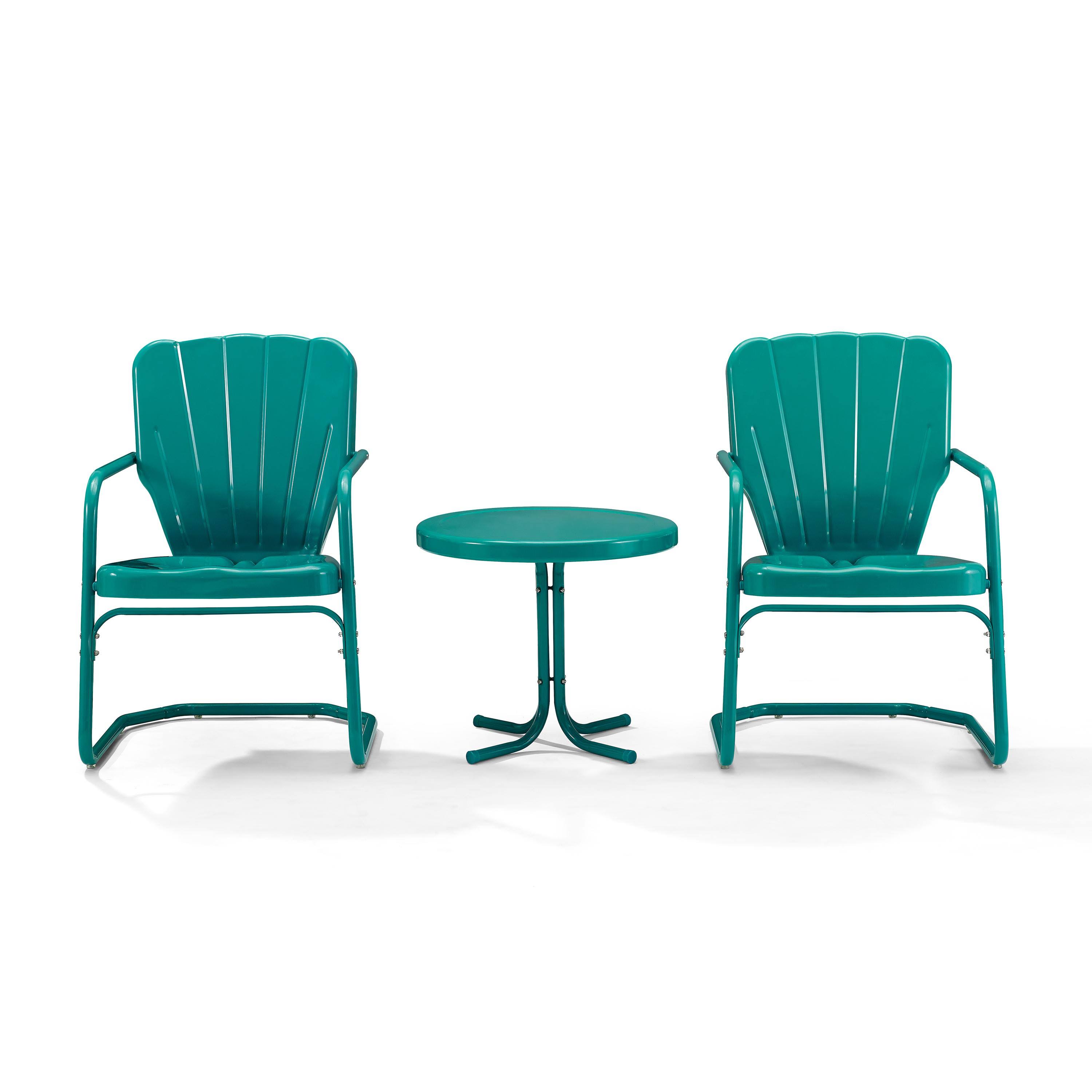 Crosley Ridgeland 3 Piece Metal Conversation Seating Set - Turquoise F9_R1TWCNRQ