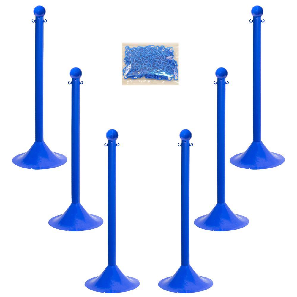 Mr. Chain 2 in. Light Duty Stanchion and Chain Kit in Blue 71006-6 1O_COWLF7FK Mr. Chain 2 in. Light Duty Stanchion and Chain Kit in Blue 71006-6 1O_COWLF7FK