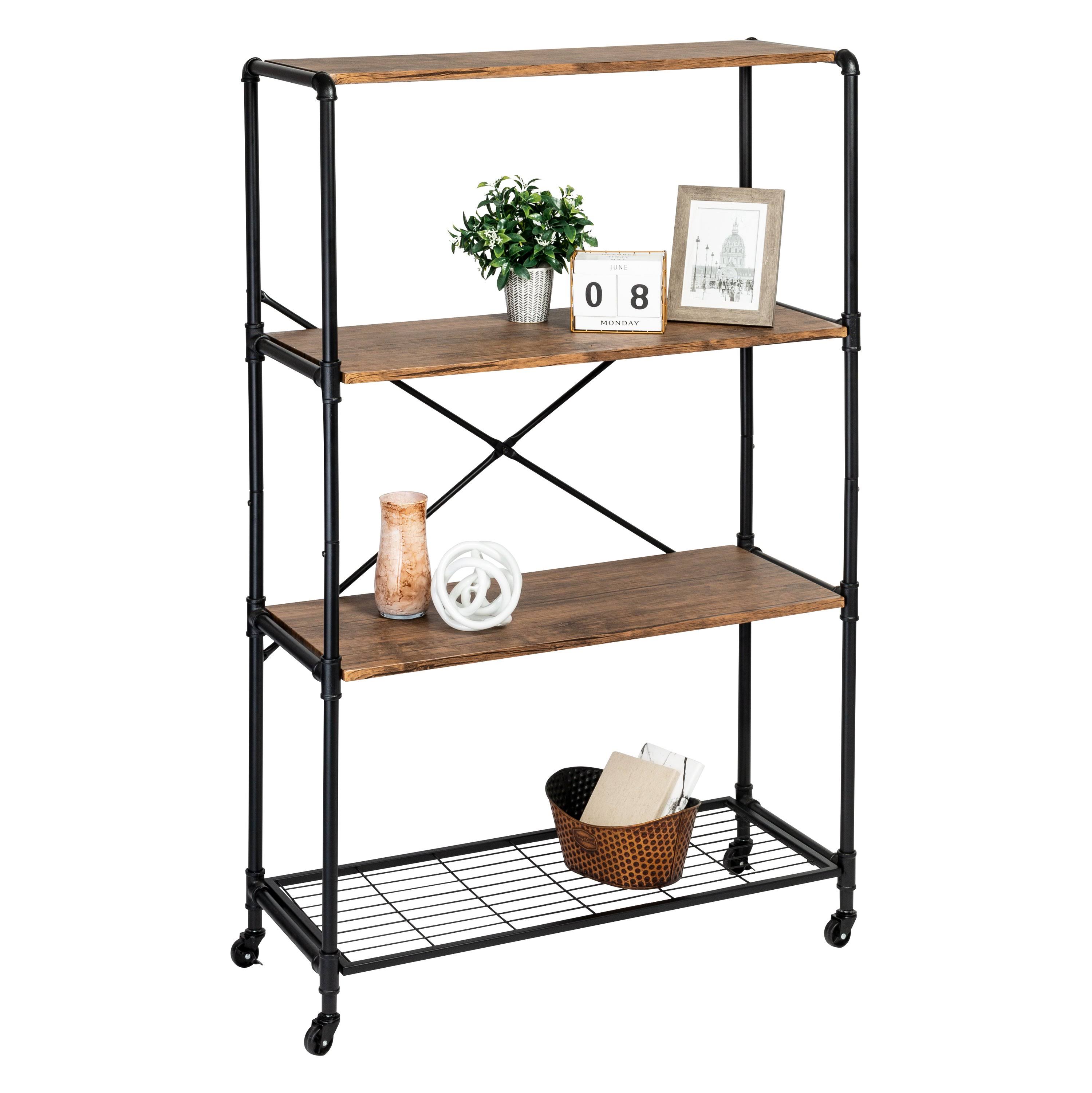 Honey Can Do 4 Tier Industrial Rolling Bookshelf YS_PLM4HGYL