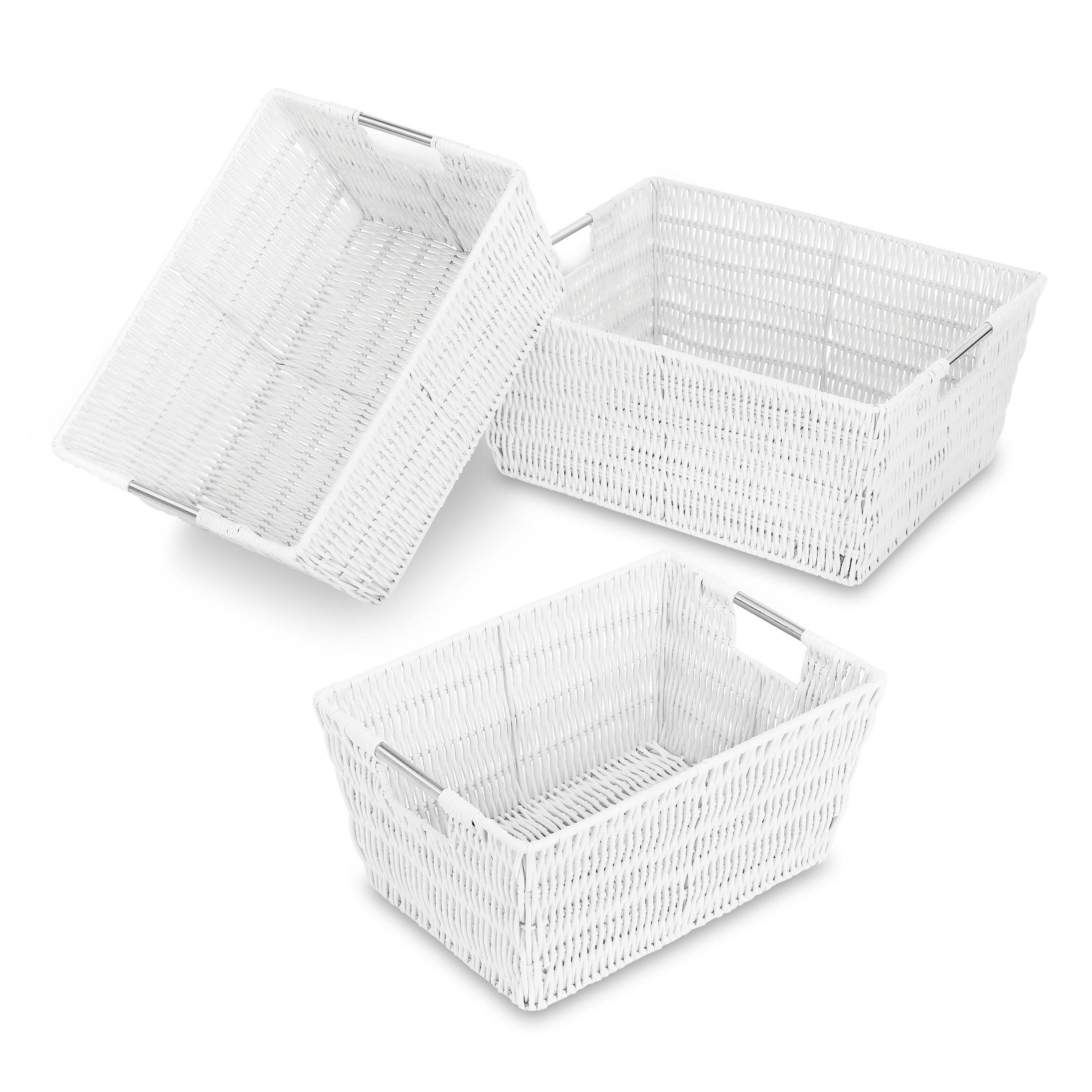 Whitmor Rattique Storage Baskets Set of 3 White AD_JGYU8TSP Whitmor Rattique Storage Baskets Set of 3 White AD_JGYU8TSP
