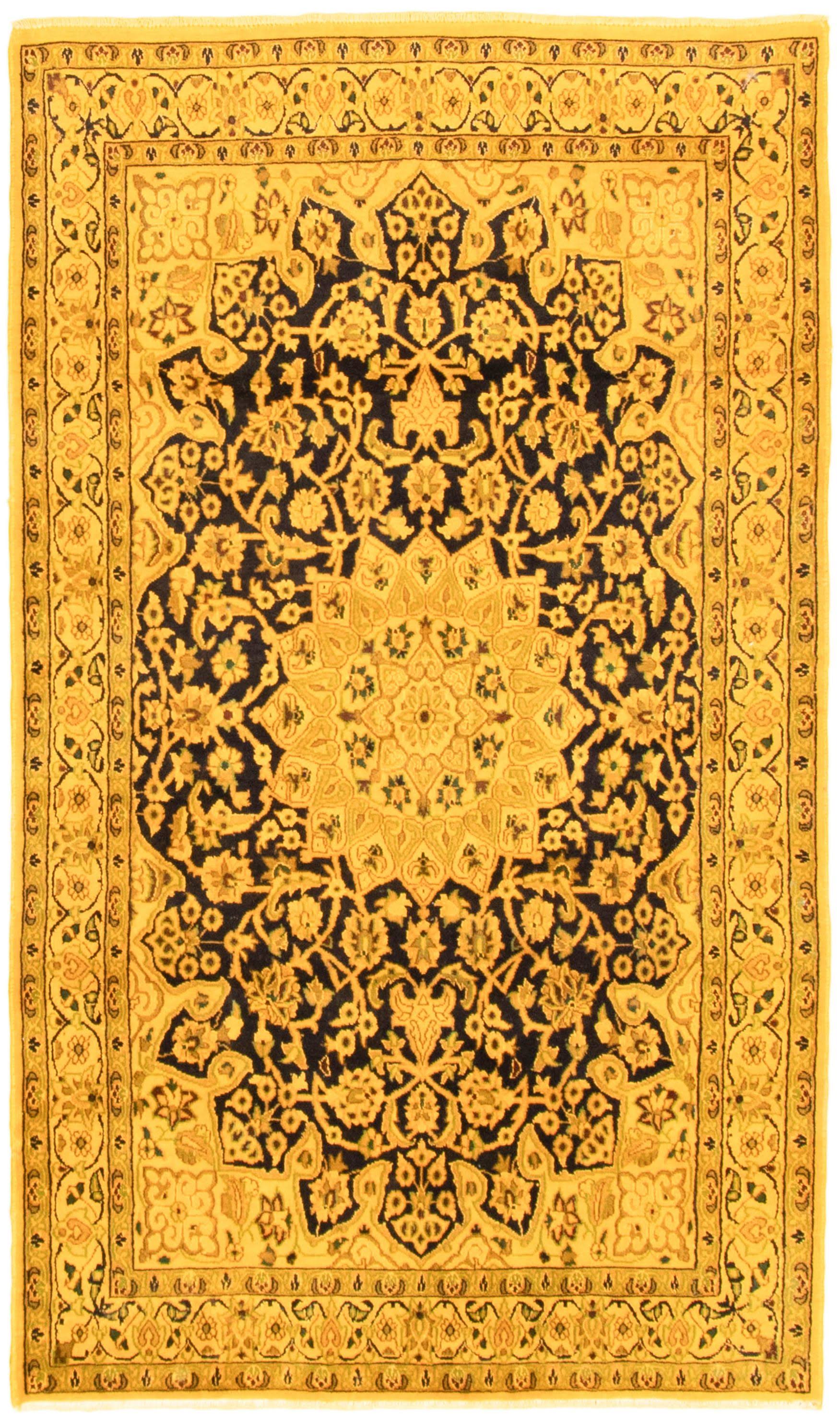 Hand-Knotted Color Transition Dark Navy, Gold Wool Rug 3'8 UP_TFLC7NVD
