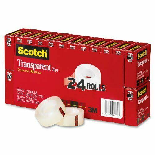 Scotch Transparent Tape, 3/4 x 1000 Inches, 24 Rolls (600K24) ID_F9P5UECT Scotch Transparent Tape, 3/4 x 1000 Inches, 24 Rolls (600K24) ID_F9P5UECT