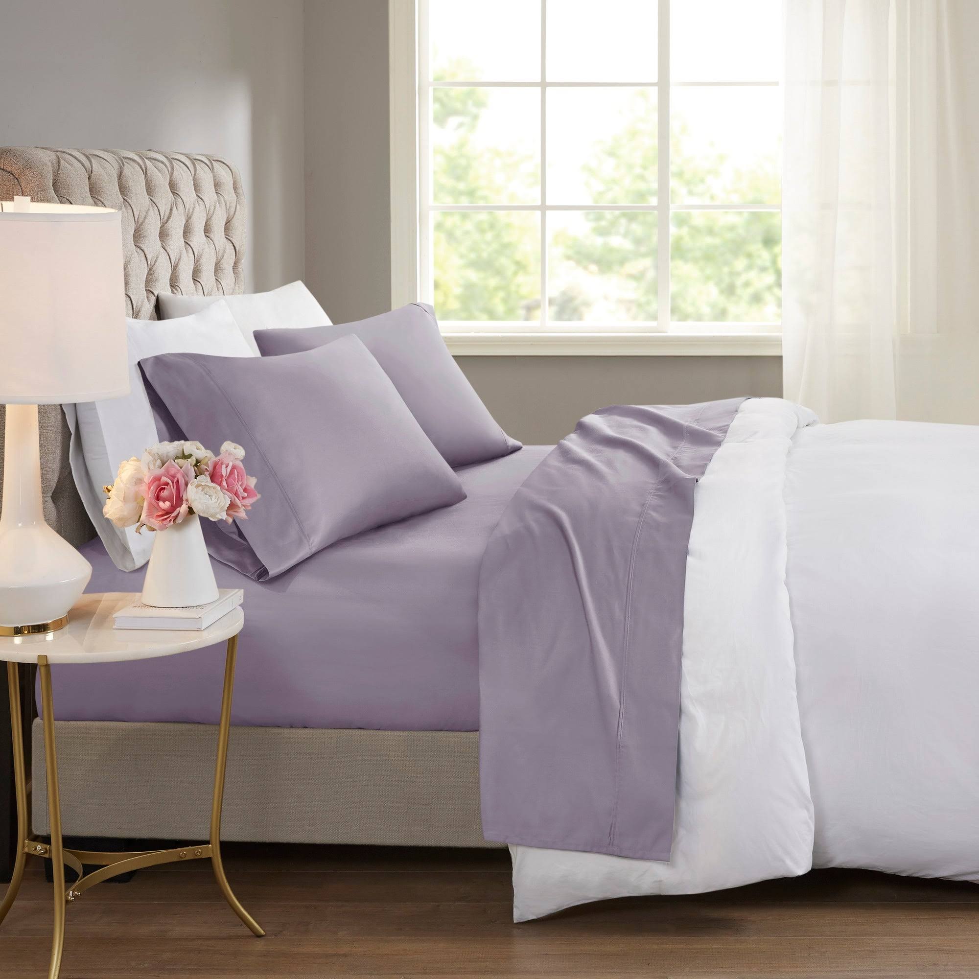 Beautyrest Purple 600 Thread Count Cooling Cotton Rich Sheet Set FT_489CQDRX