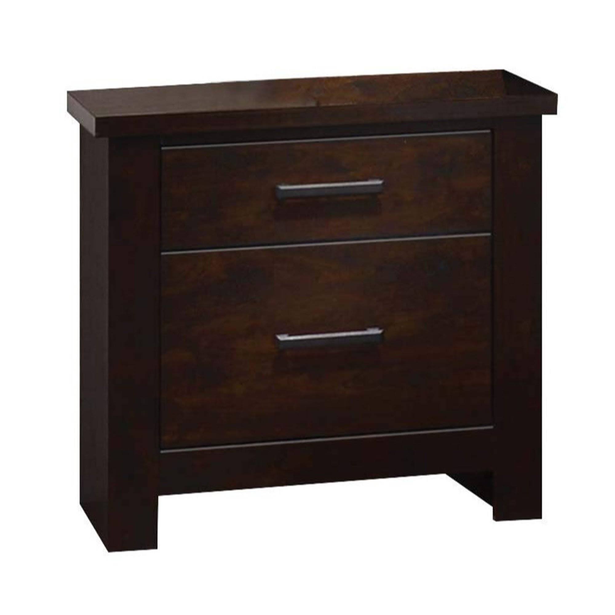 Benzara Wooden Nightstand with Two Drawers, Mahogany Brown BA_ONCVEXV1 Benzara Wooden Nightstand with Two Drawers, Mahogany Brown BA_ONCVEXV1
