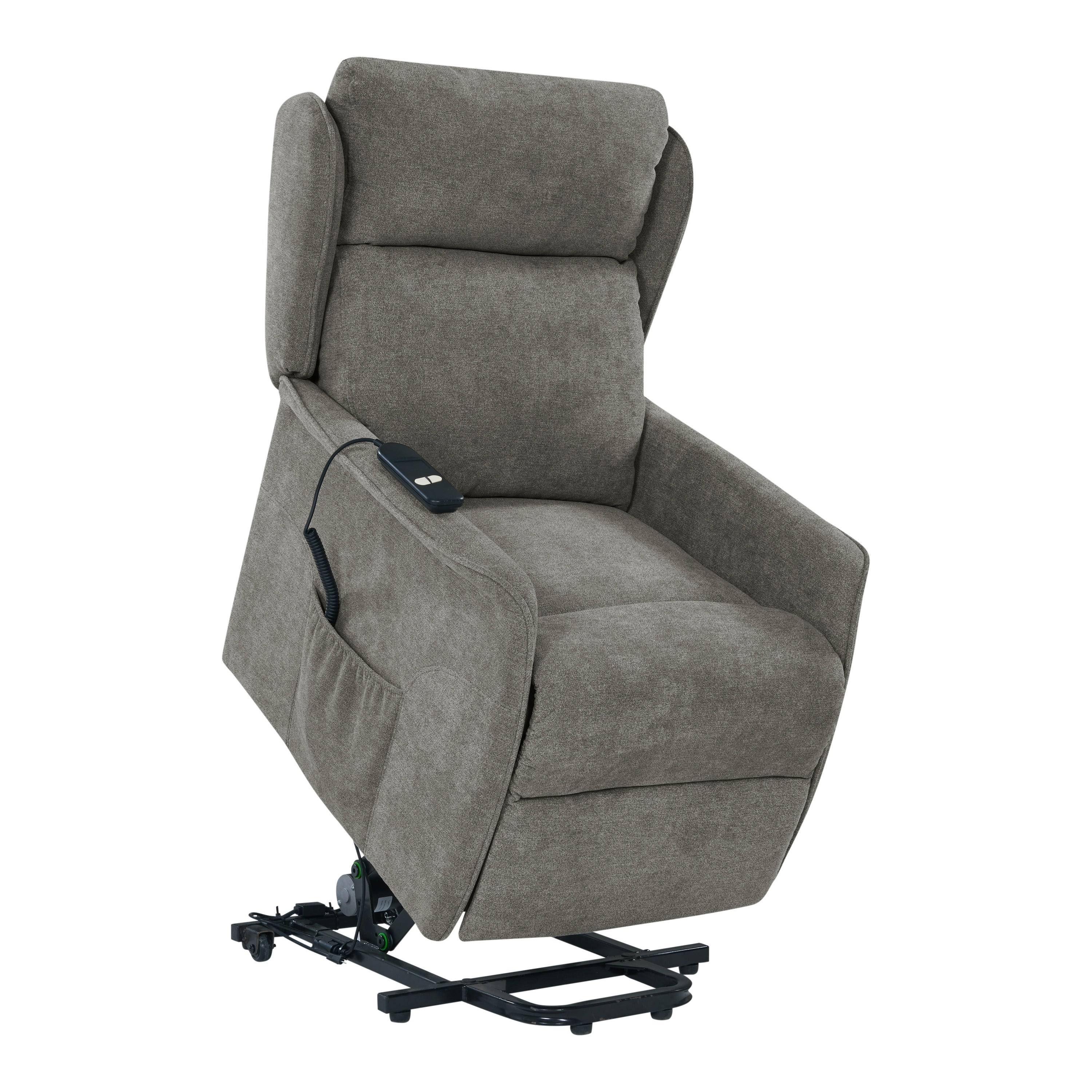 Copper Grove Wels Classic Wingback Power Recline and Lift Chair - Warm Grey 6E_ASLJTZKO