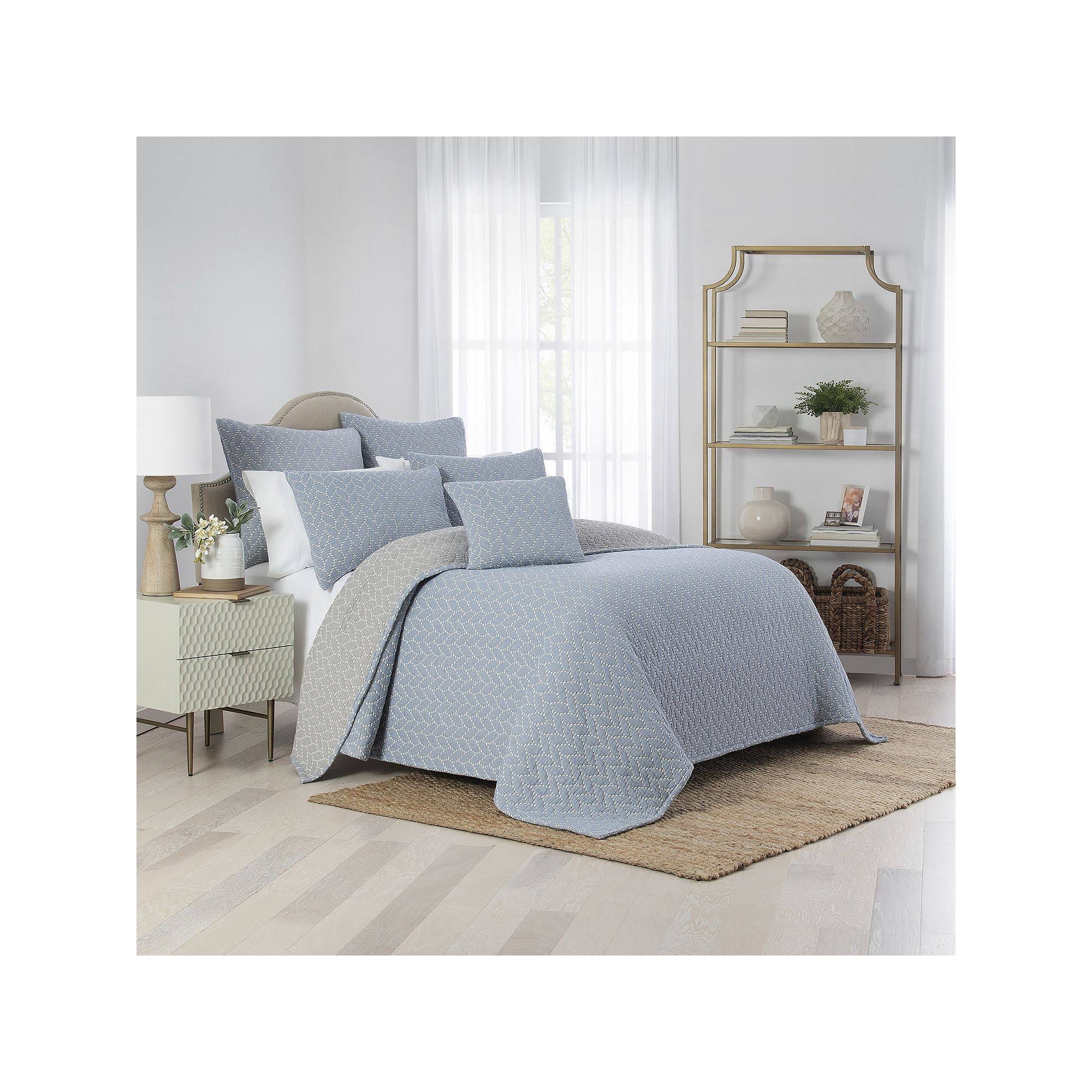 Waverly Cartona Matelasse 3 Piece Coverlet Set - Blue - King QK_CD9LEDUM