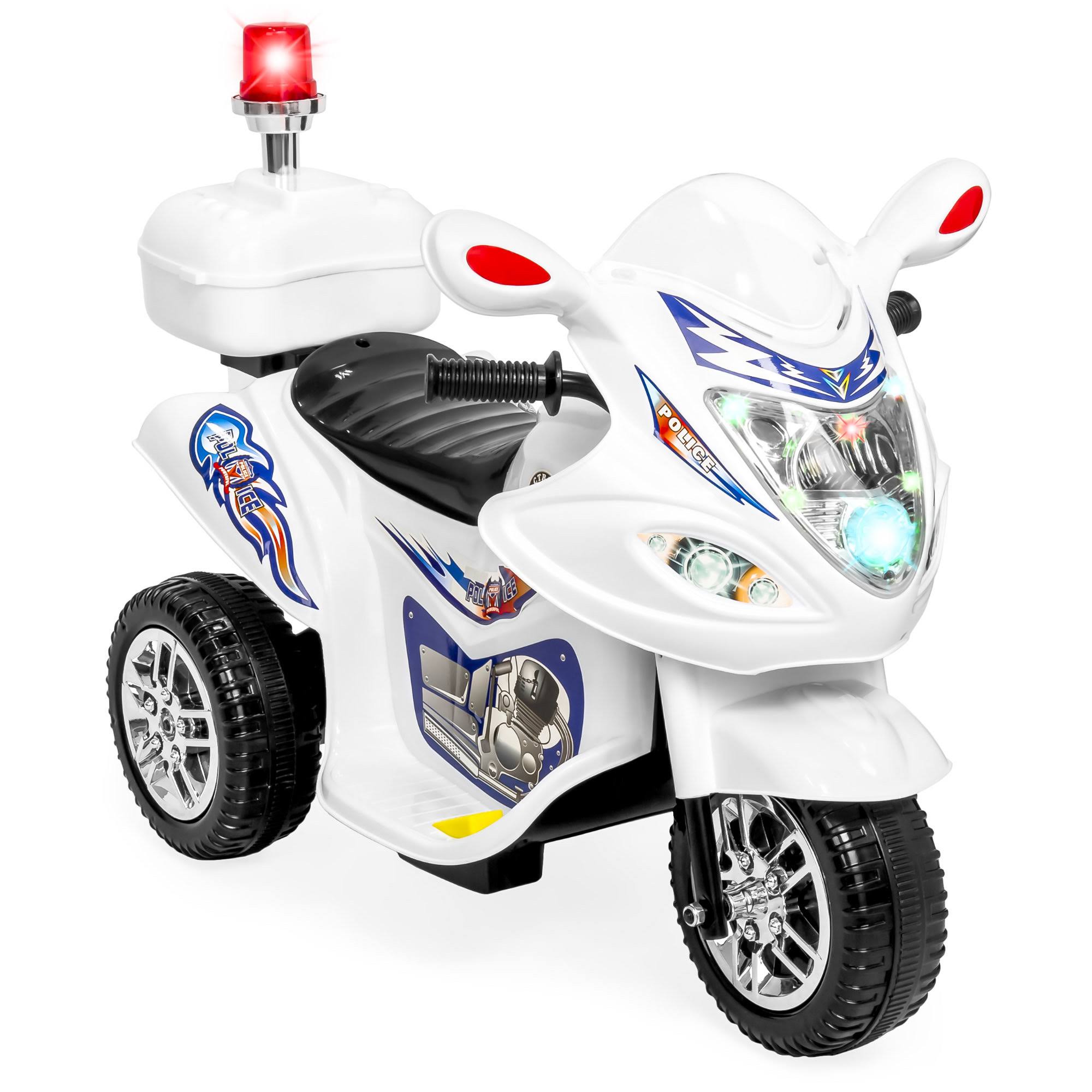 Best Choice Products 6V Kids Electric Ride on Police Motorcycle w/ 3 Wheels, Lights, Music, Storage Compartment - White I1_WW68J6EQ