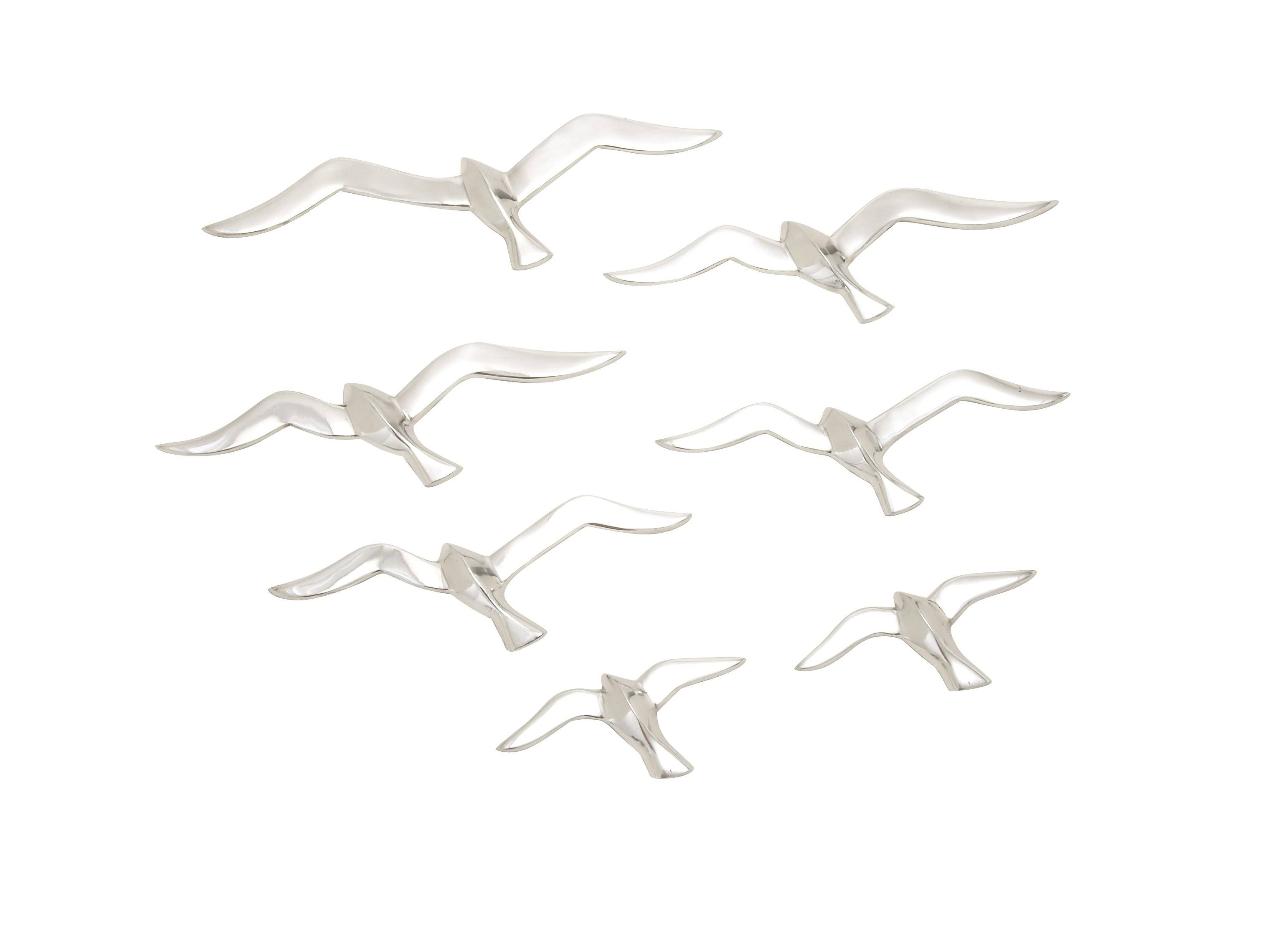Silver Aluminum Bird Decor - Set of 7 B5_8EY0C7PN Silver Aluminum Bird Decor - Set of 7 B5_8EY0C7PN