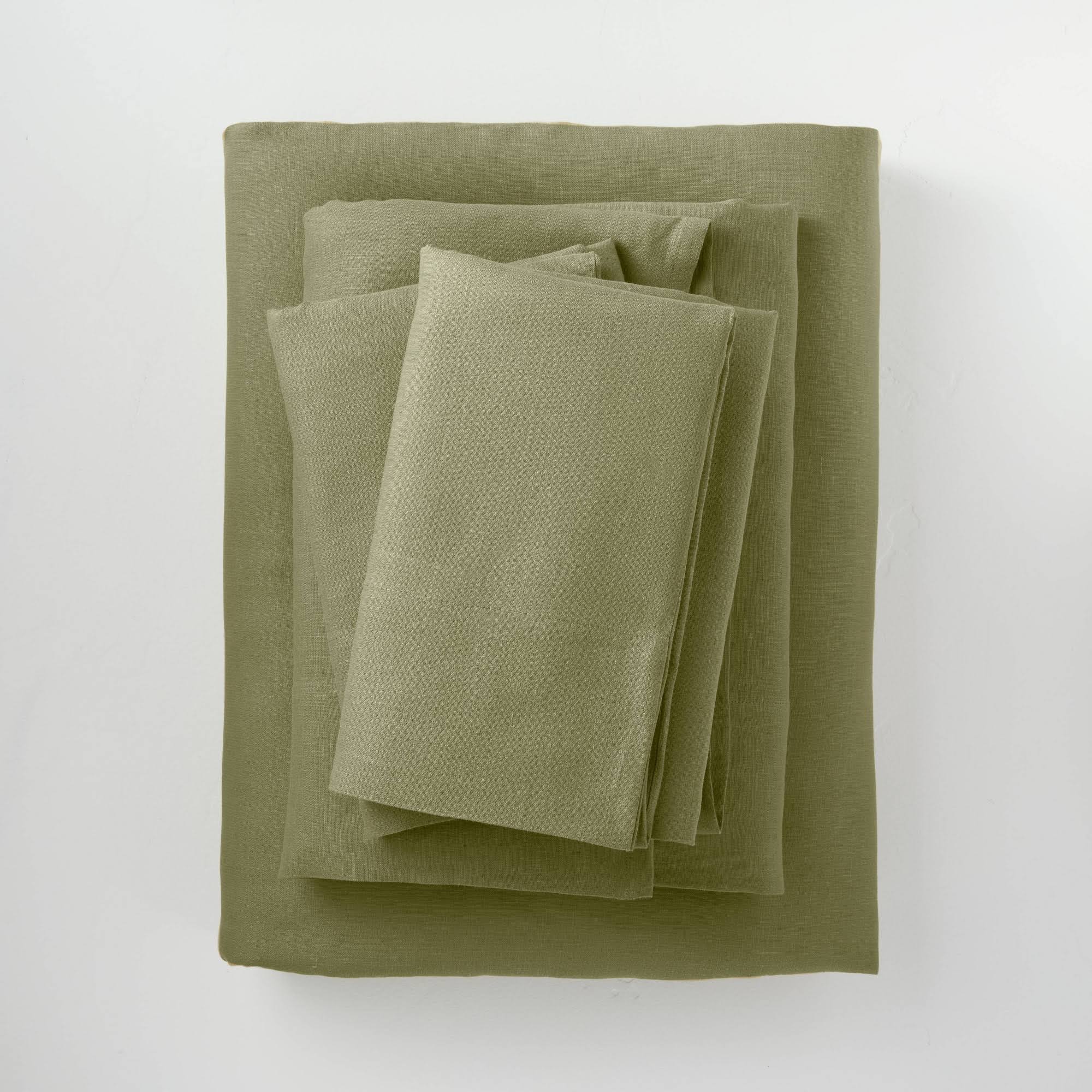 King 100% Washed Hemp Solid Sheet Set Moss Green - Casaluna YV_DTUNJAWT King 100% Washed Hemp Solid Sheet Set Moss Green - Casaluna YV_DTUNJAWT