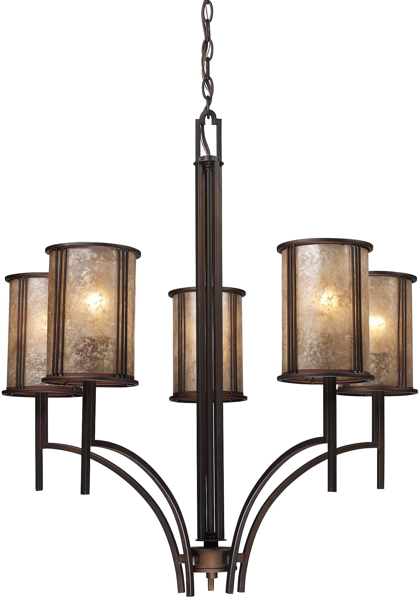 Elk Lighting 15035/5 Barringer 5 Light Chandelier in Aged Bronze and Tan Mica GC_HY2MCITF