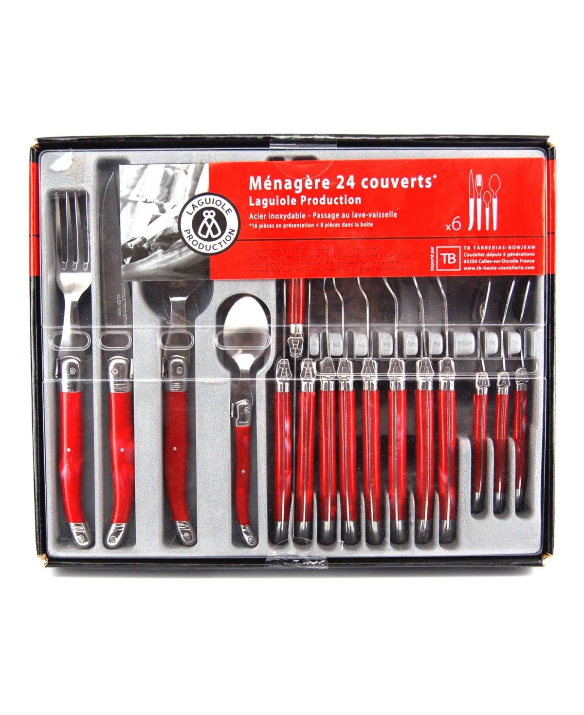 Laguiole Evolution Tradition 24 Piece Flatware Set - Red VO_UU69QSAQ Laguiole Evolution Tradition 24 Piece Flatware Set - Red VO_UU69QSAQ