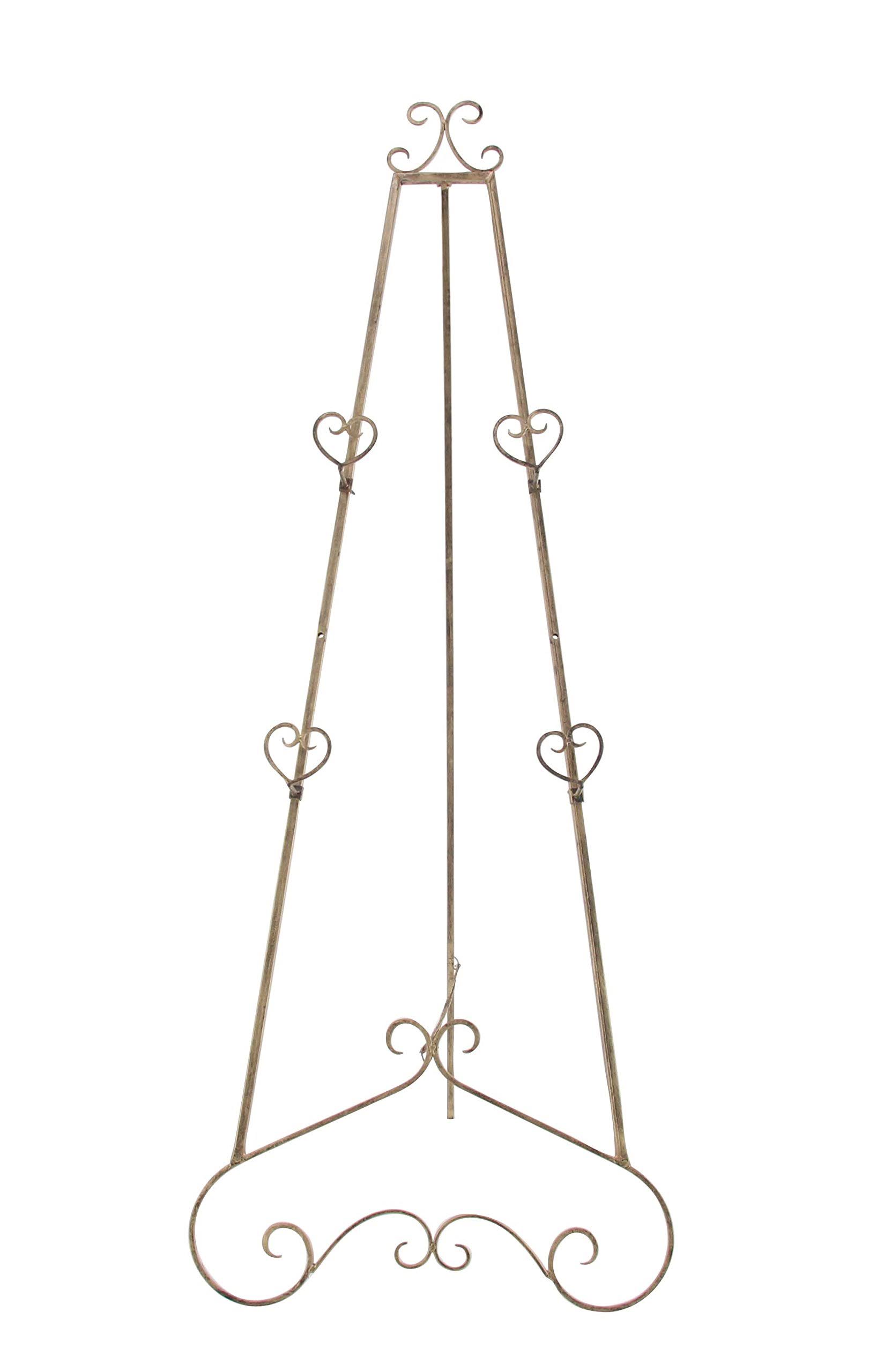 Decmode 48 in. Iron Gold Scrolled Heart Easel QW_UWYOUM6Z Decmode 48 in. Iron Gold Scrolled Heart Easel QW_UWYOUM6Z