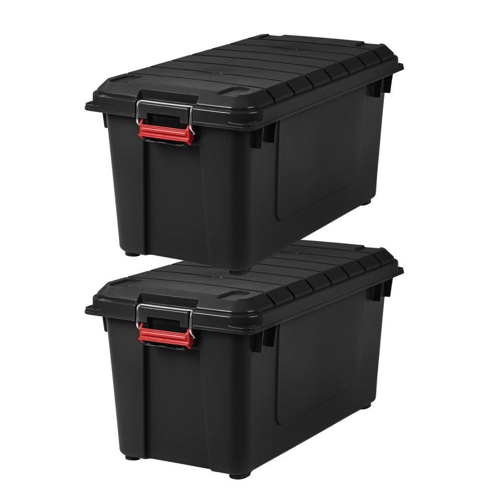 Iris 82 Quart Stor-it-all Weathertight Utility Storage Tote, 2 Pack, Black P1_YRD8UU7L