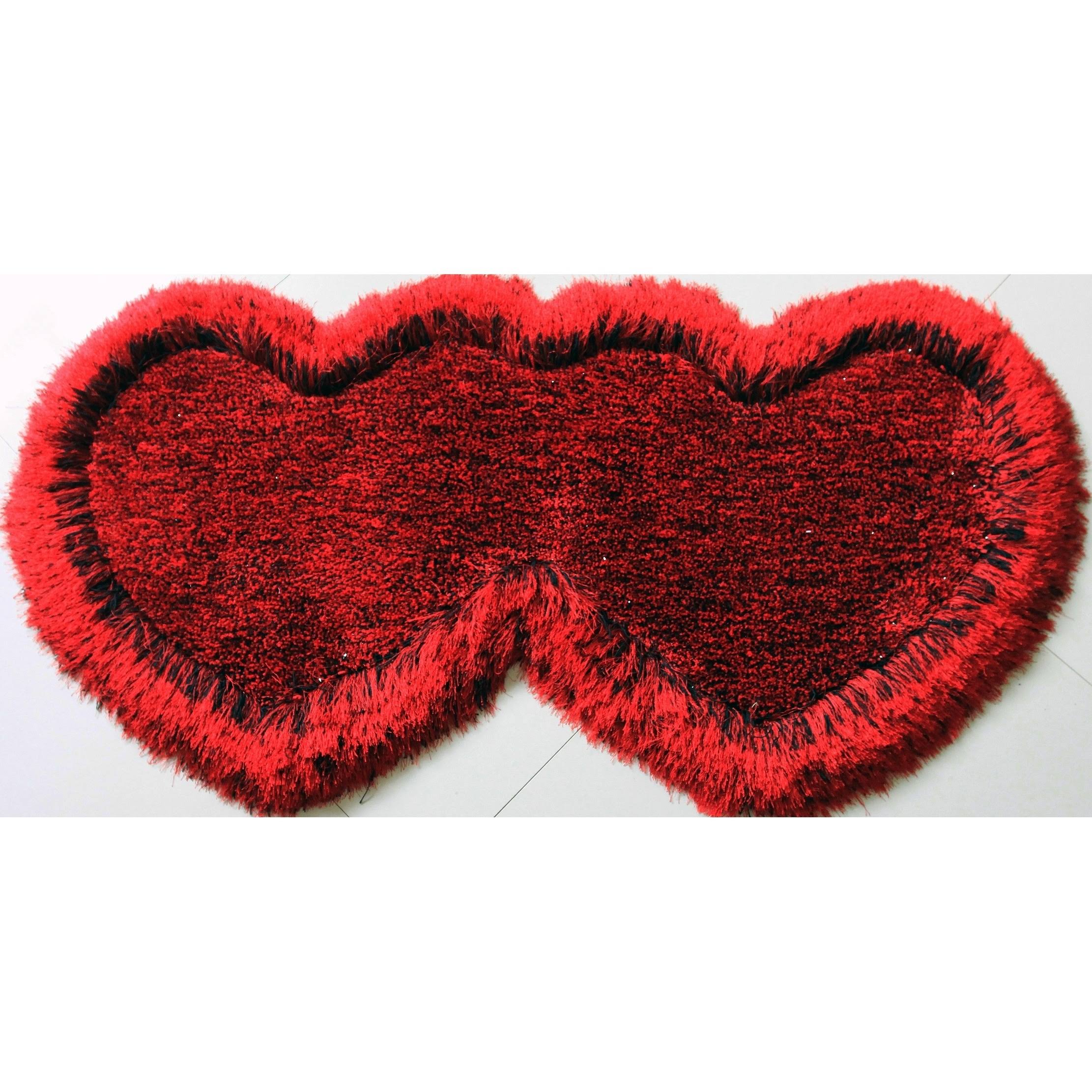 Double Heart Shape Shag Area Rug (28 HU_1USAGPIB