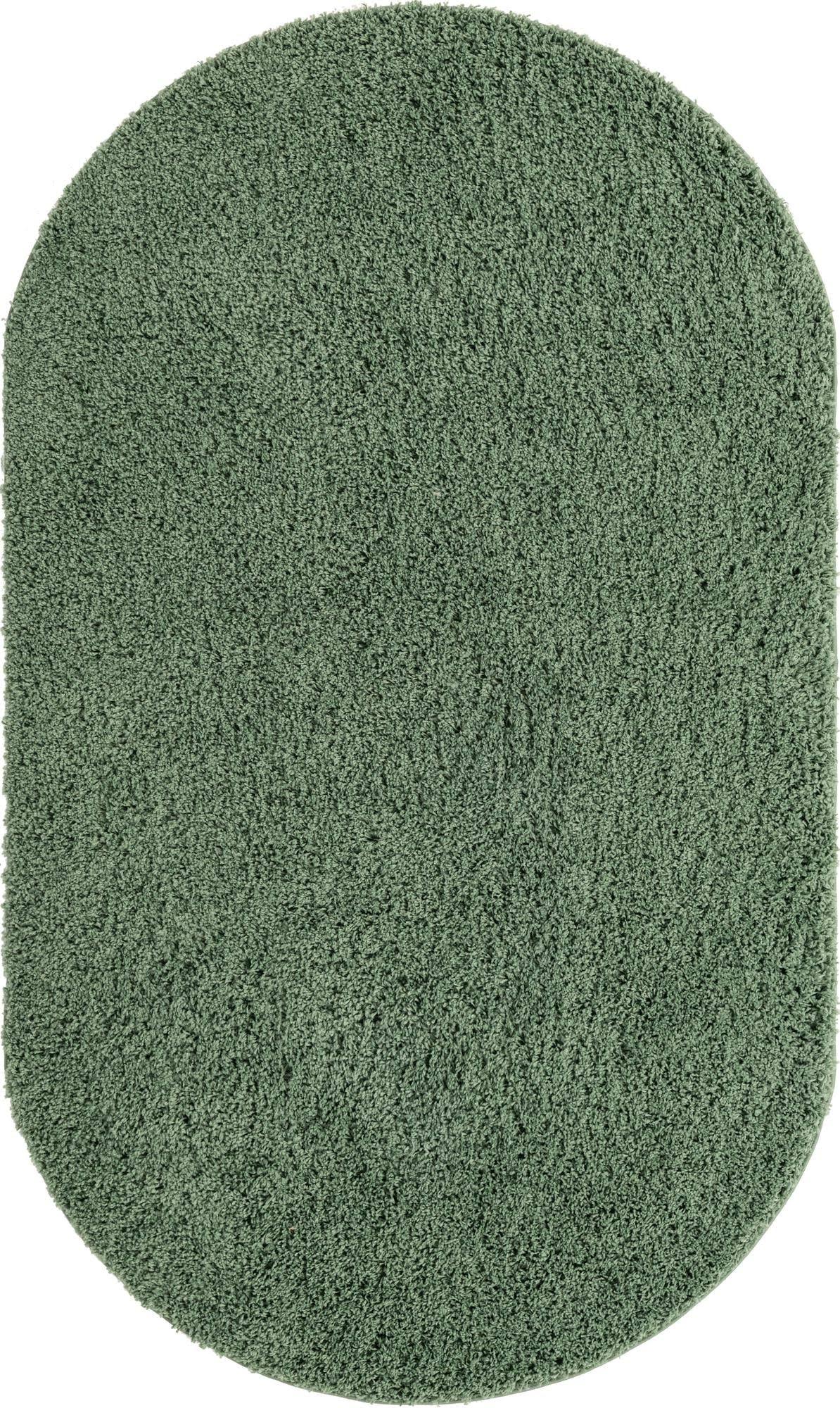 Unique Loom Everyday Shag Plush Area Rug 5' x 8' Oval in Green GI_JFUGH5W2
