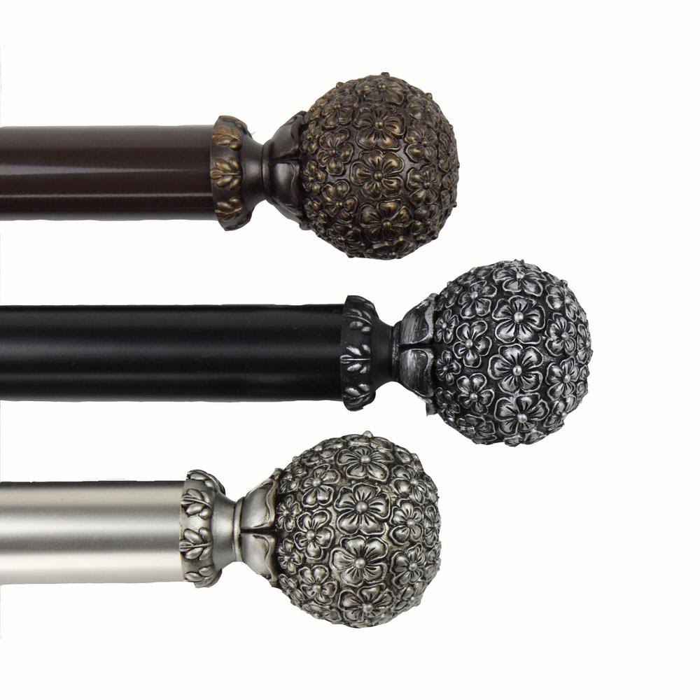 Rod Desyne Lush 1.5 in. Dia 4 ft. L Non-Telescoping Single Curtain Rod in Black ZU_PTJ50AEO