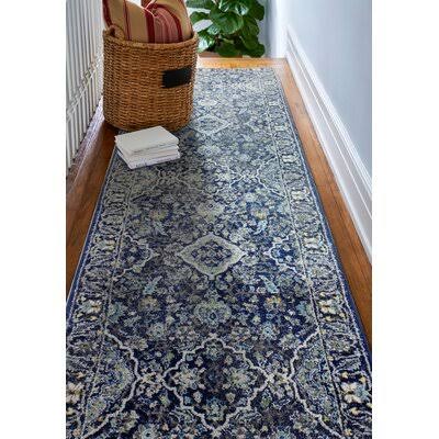 Caton Dark Blue/Teal/Gray Rug Ophelia Co. Rug Size Runner 2'7 AF_WMCQL6GB