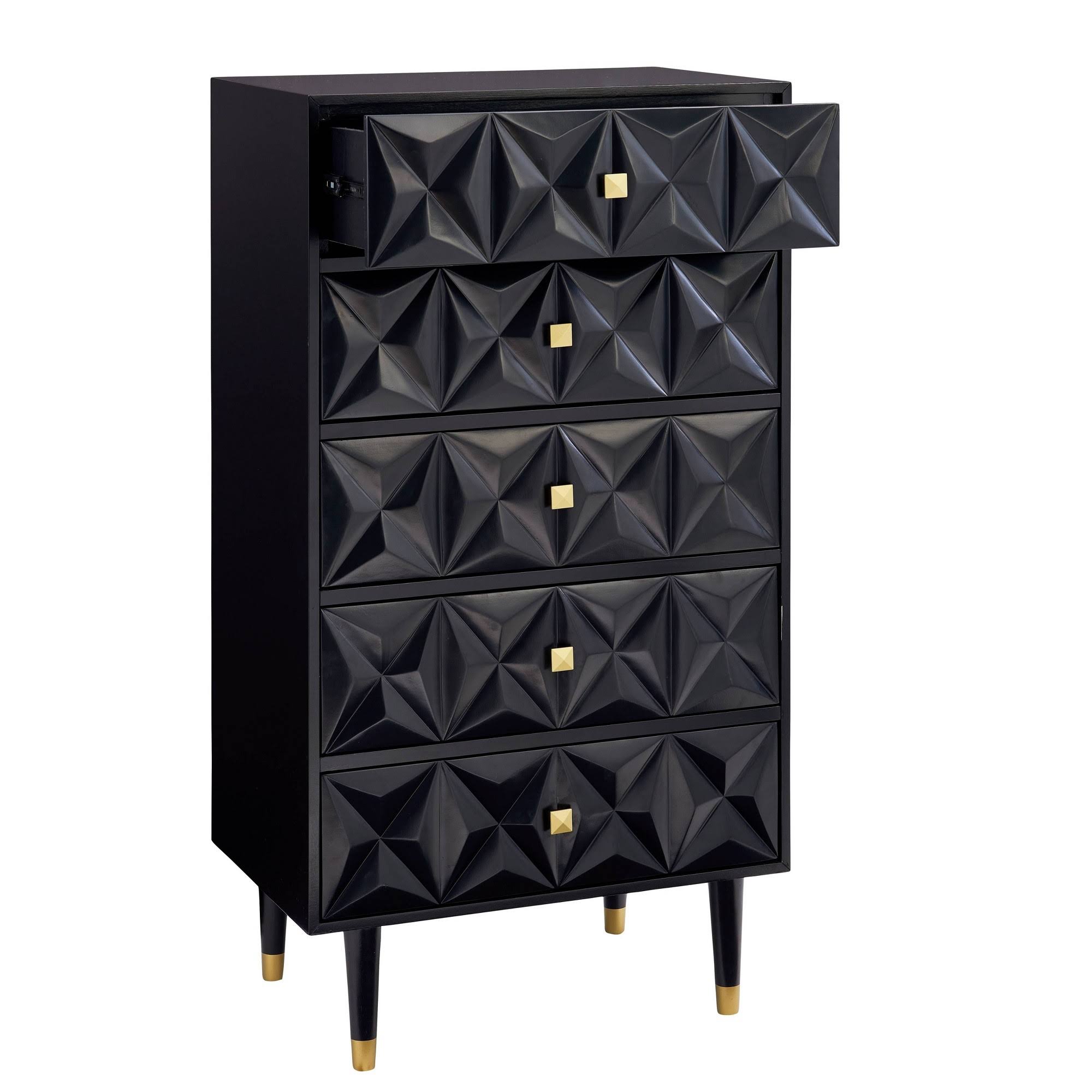 Linon 5-Drawer Geo Texture Chest, Black PC_NZA3E4IG