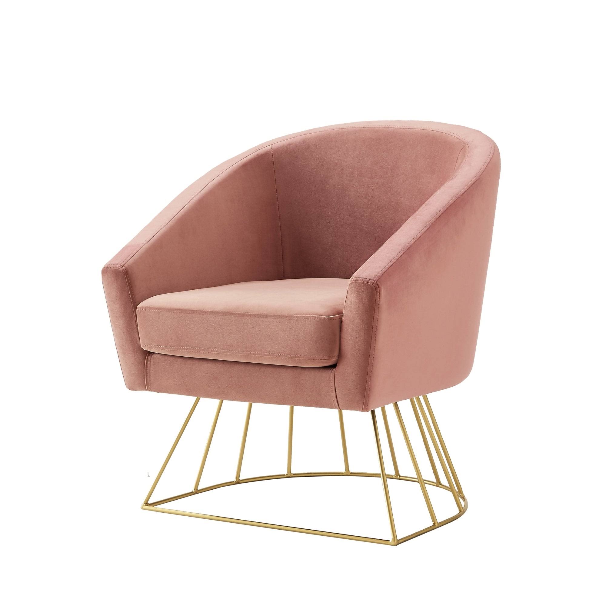 Inspired Home Sabrina Velvet Accent Chair with Metal Base - Blush/Gold 8Y_BRBNVWTB