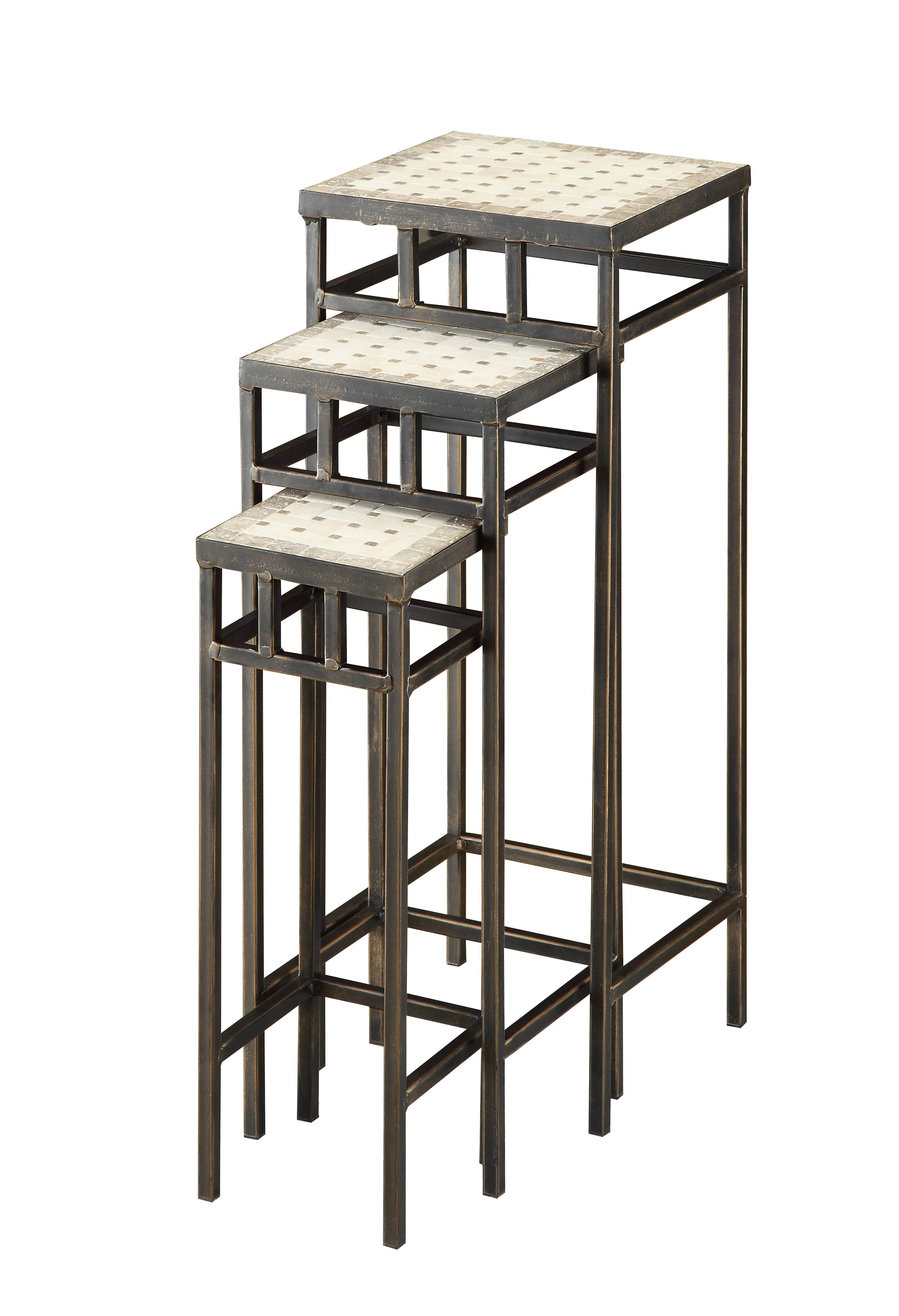 4D Concepts 3 Piece Square Plant Stands - Travertine JA_UQUDIJIV