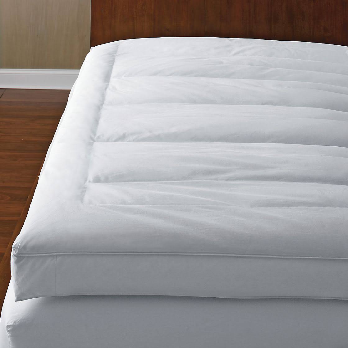 The Company Store Pillowtop Featherbed Plush Deep Pocket Down Queen Mattress Topper, White 2W_NZKO5XB2