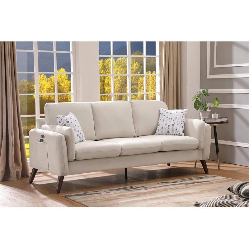 Winston Beige Linen Sofa Couch with USB Charger and Tablet Pocket FE_MYD7OW0K Winston Beige Linen Sofa Couch with USB Charger and Tablet Pocket FE_MYD7OW0K