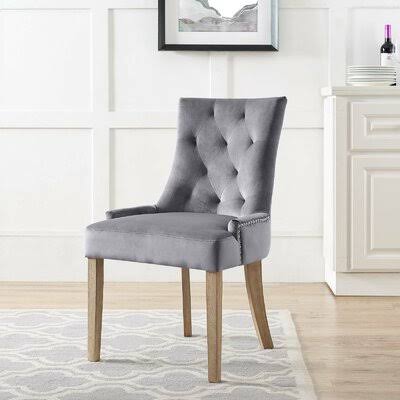 Lenoir Velvet Upholstered Dining Chair House of Hampton Upholstery Color Gray XM_EGC72RDM