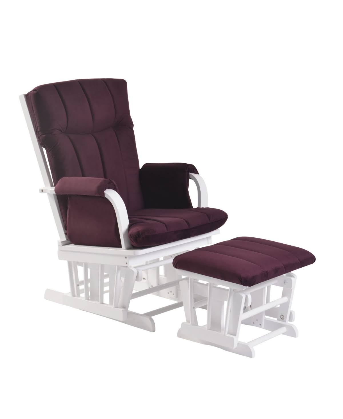Artiva USA Deluxe Purple Microfiber Wood Glider and Ottoman - White QN_KB9XWB9T