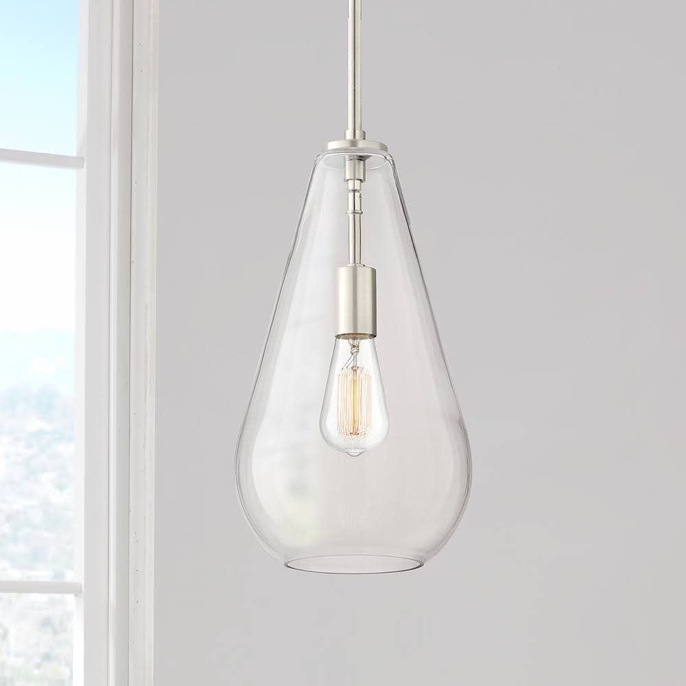 Possini Euro Design Possini Euro Burgen 8 1/2 inch Wide Brushed Nickel Mini Pendant, Clear AU_77RP1MLC Possini Euro Design Possini Euro Burgen 8 1/2 inch Wide Brushed Nickel Mini Pendant, Clear AU_77RP1MLC