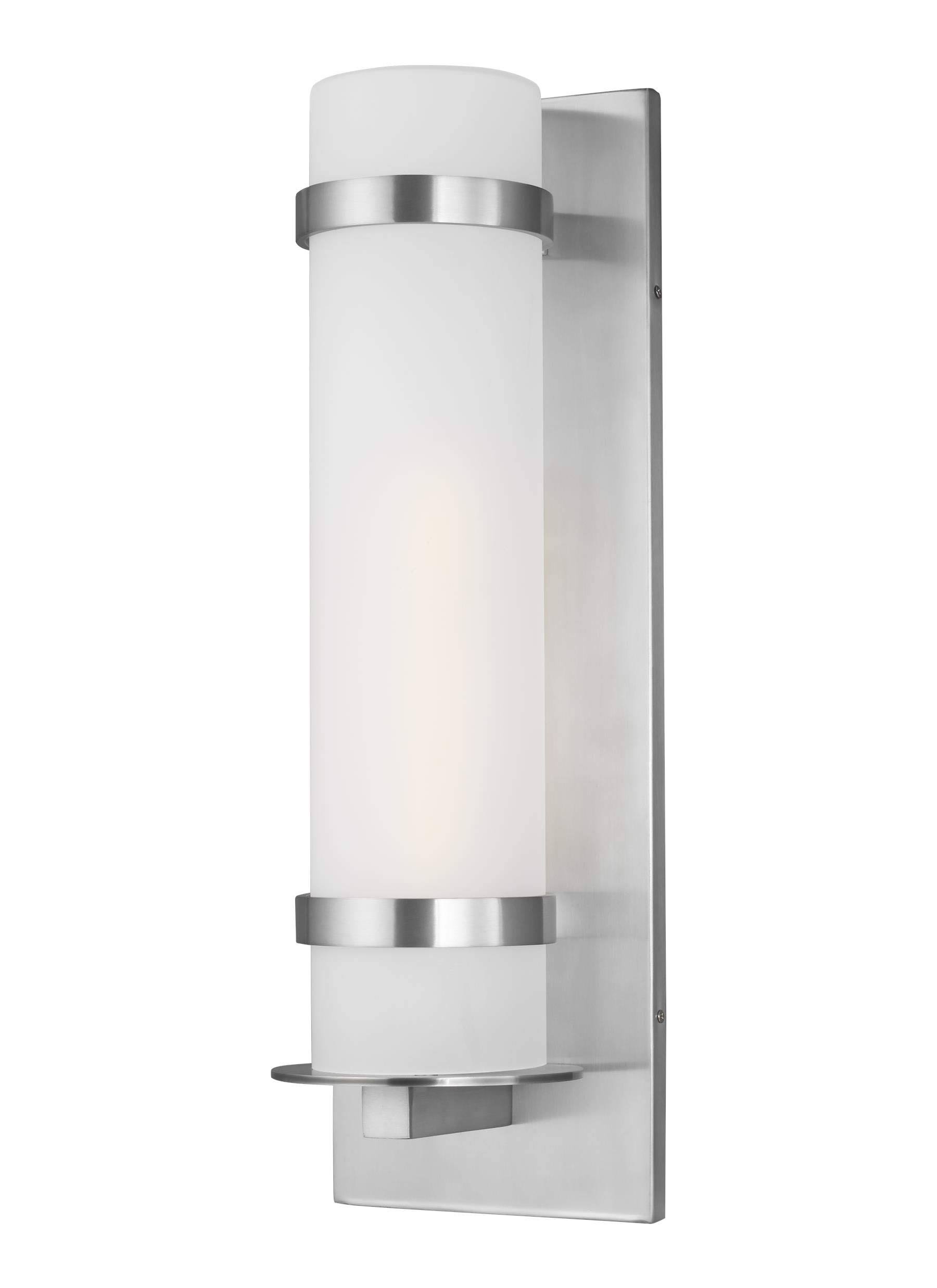 Sea Gull Lighting 8718301EN3-04 Alban Large One Light Outdoor Wall Lantern - Satin Aluminum VS_GV2BAJFM Sea Gull Lighting 8718301EN3-04 Alban Large One Light Outdoor Wall Lantern - Satin Aluminum VS_GV2BAJFM