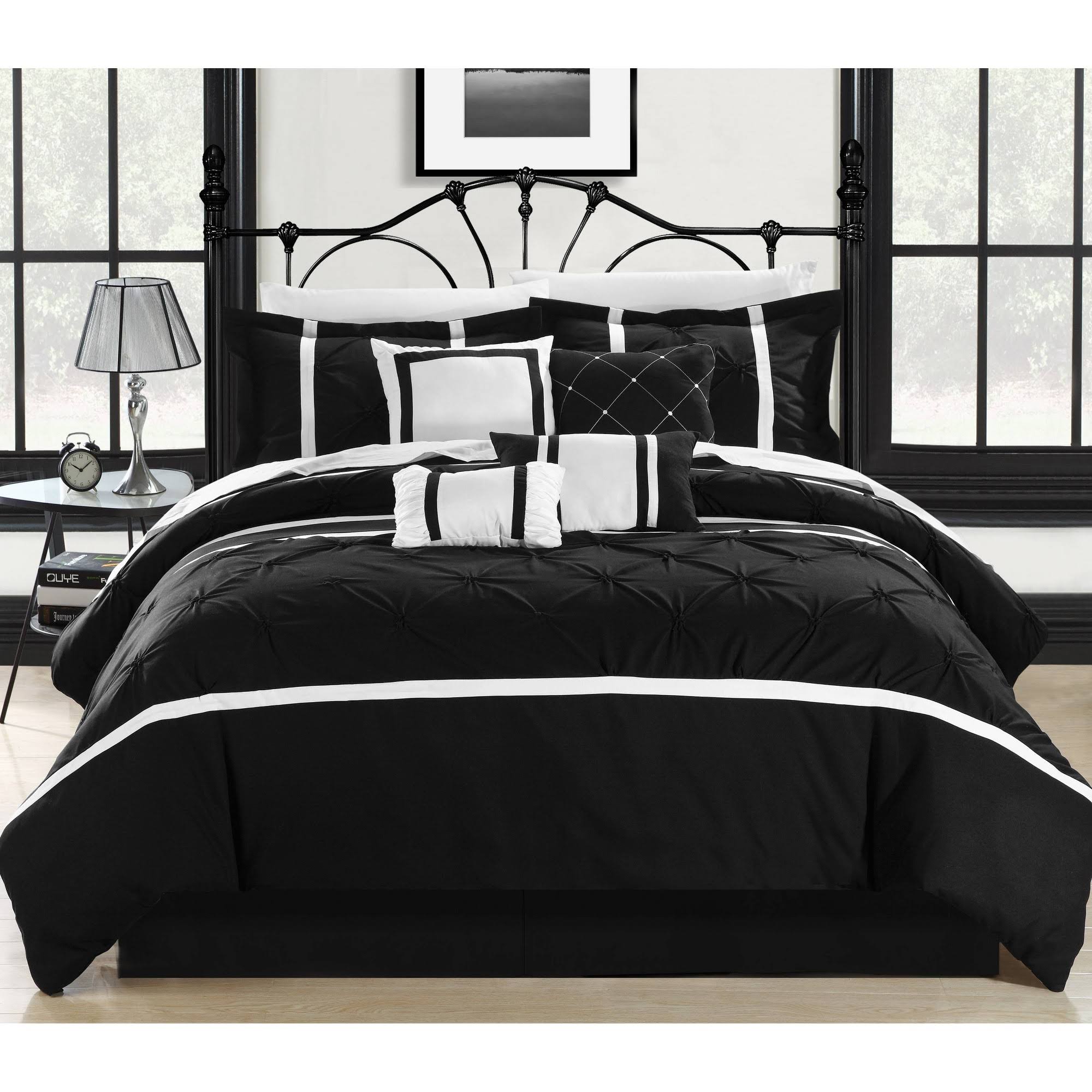 Chic Home Vermont 8-Piece Comforter Set, Black, King 6R_9PDYEXOX Chic Home Vermont 8-Piece Comforter Set, Black, King 6R_9PDYEXOX