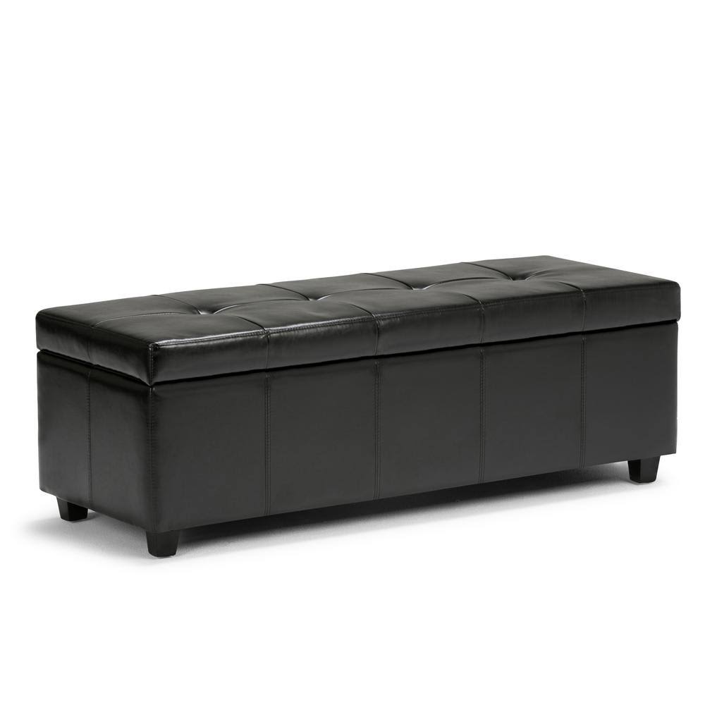 Brooklyn + Max Fullerton 48 inch Wide Contemporary Storage Ottoman in Midnight Black Bonded Leather LH_EOHQF2ZG Brooklyn + Max Fullerton 48 inch Wide Contemporary Storage Ottoman in Midnight Black Bonded Leather LH_EOHQF2ZG