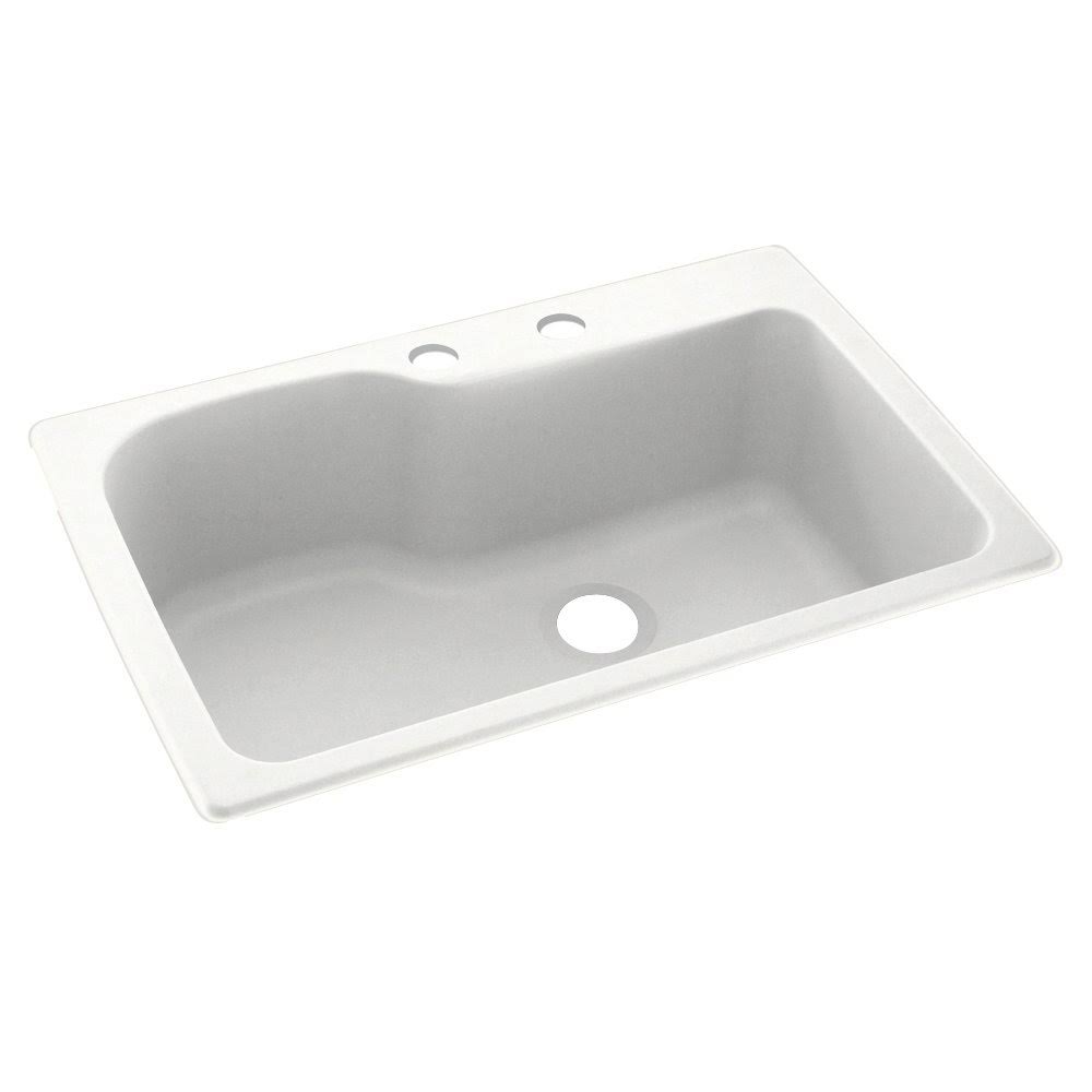 Swan Dual-Mount Solid Surface 33 in. x 22 in. 2-Hole Single Bowl Kitchen Sink in Tahiti White SS_GA95JAIK Swan Dual-Mount Solid Surface 33 in. x 22 in. 2-Hole Single Bowl Kitchen Sink in Tahiti White SS_GA95JAIK