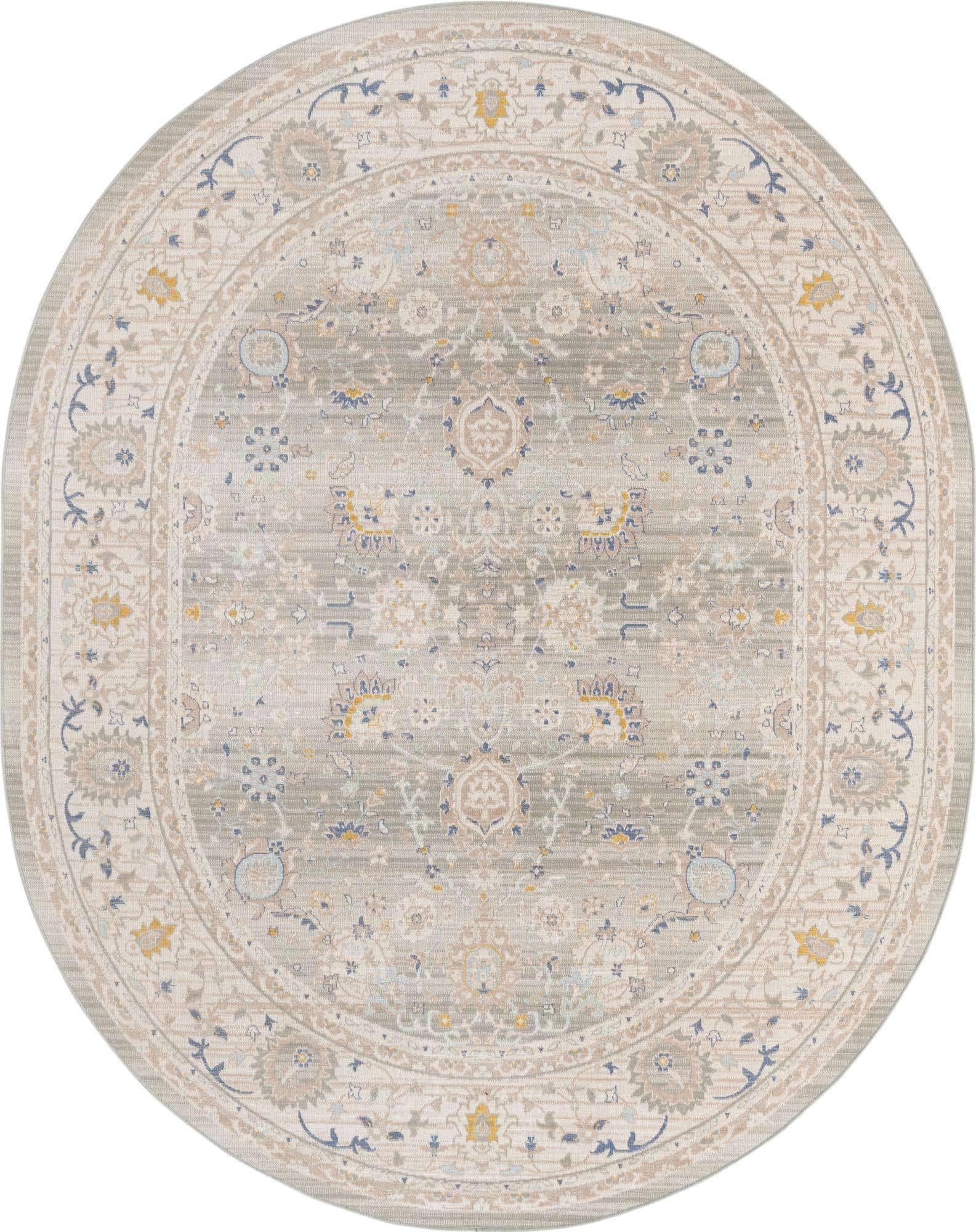 Unique Loom Whitney Vintage Border Rug 8' x 10' Oval Cloud Gray/Ivory JV_K7CQPGVO Unique Loom Whitney Vintage Border Rug 8' x 10' Oval Cloud Gray/Ivory JV_K7CQPGVO