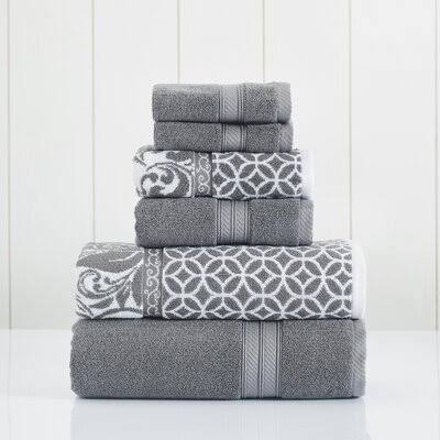 Darch 6 Piece 100% Cotton Towel Set Alcott Hill Color Platinum DC_EDWISGAN Darch 6 Piece 100% Cotton Towel Set Alcott Hill Color Platinum DC_EDWISGAN