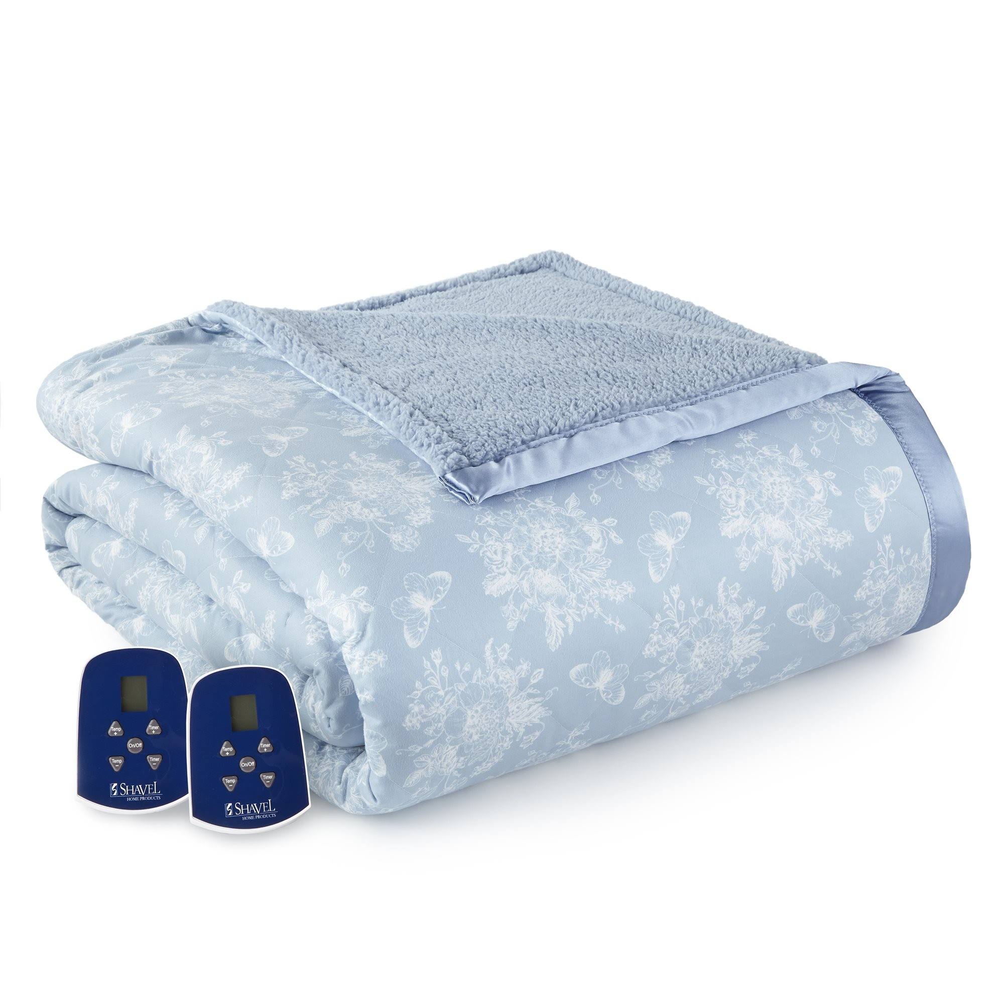 Shavel Reversible Micro Flannel to Sherpa King Electric Blanket - Toile Wedgewood 8I_WGLXSMPF