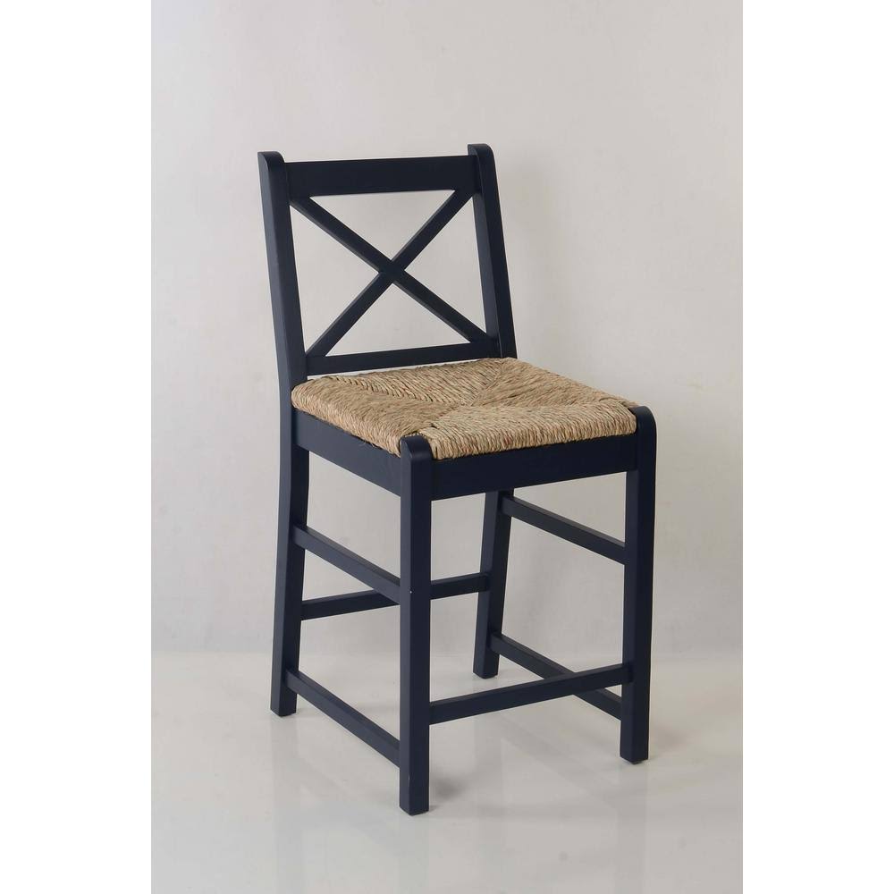 Home Decorators Collection Dorsey Midnight Blue Wood Counter Stool with Back and Rush Seat (17.72 in. W x 38.58 in. H), Beige/Mi ID_QPG5OGDA Home Decorators Collection Dorsey Midnight Blue Wood Counter Stool with Back and Rush Seat (17.72 in. W x 38.58 in. H), Beige/Mi ID_QPG5OGDA