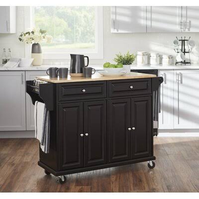 Idlewild Kitchen Cart with Solid Wood Top Lark Manor Base Finish: Black DE_ZUTTWKFT Idlewild Kitchen Cart with Solid Wood Top Lark Manor Base Finish: Black DE_ZUTTWKFT