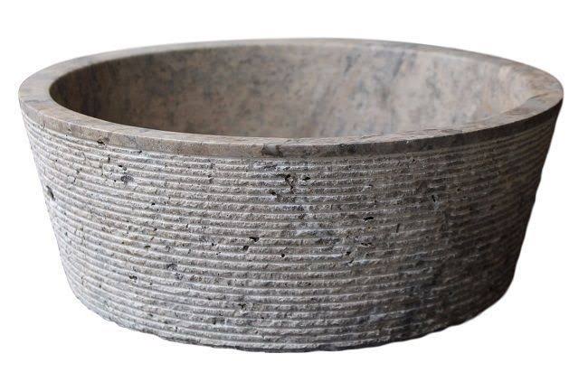 TashMart Brushed Natural Stone Circular Vessel Bathroom Sink NP_EGAGIEB6