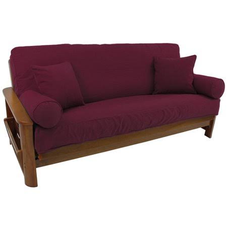 Blazing Needles Box Cushion Futon Slipcover Set Fabric Burgundy RF_OCSNOSKJ