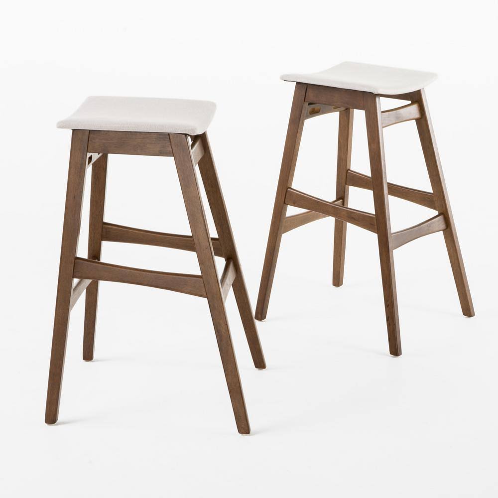 Leona 30 in. Light Beige/Walnut Finish Fabric Bar Stool (Set of 2) Z2_NNGJTGLN Leona 30 in. Light Beige/Walnut Finish Fabric Bar Stool (Set of 2) Z2_NNGJTGLN