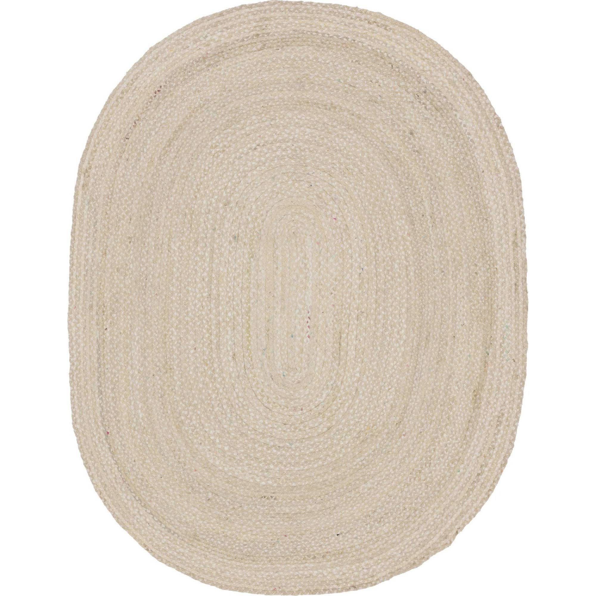 Unique Loom Braided Chindi Area Rug (8' x 10' Oval - Ivory) AU_ZC38COWS