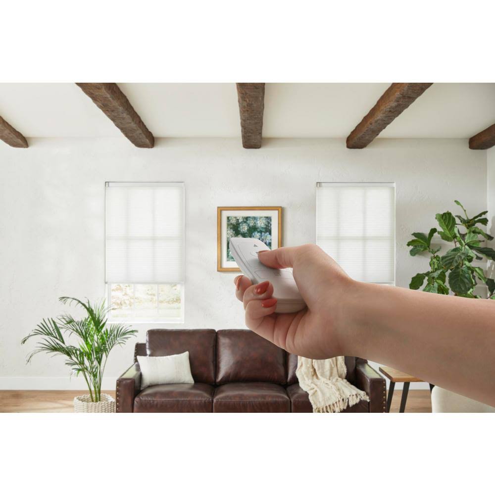 Home Decorators Collection White Cordless Light Filtering Motorized Cellular Shade with Remote Control-33 in. W x 48 in. L, Whis 6D_DSQQDYPS