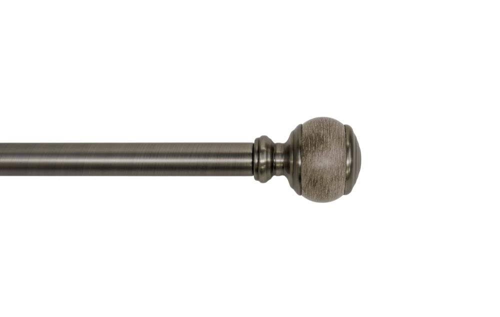 Allen + Roth 36-in to 72-in Pewter/Wood Steel Single Curtain Rod in Gray | 85-0118-949 XQ_5Z8F67ER