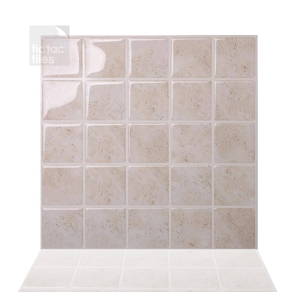 Tic Tac Tiles Anti-mold Peel and Stick Wall Tile in Marmo Travertine (10) 21_ALJWURAH