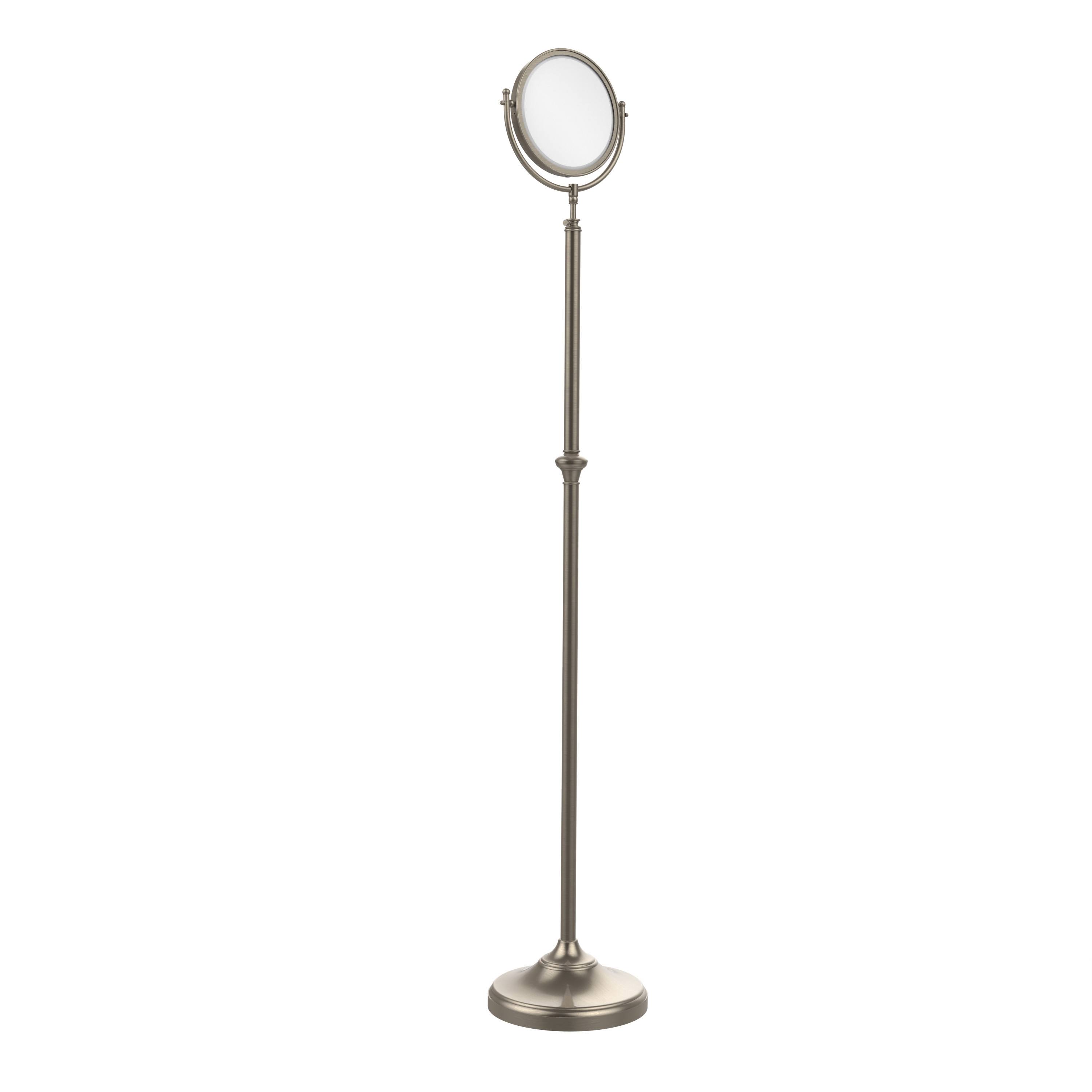 Allied Brass DMF-2/2X-SBR Adjustable Height Floor Standing Make-Up Mirror 8 inch Diameter with 2x Magnification, Satin Brass WB_LYMJAWQ9
