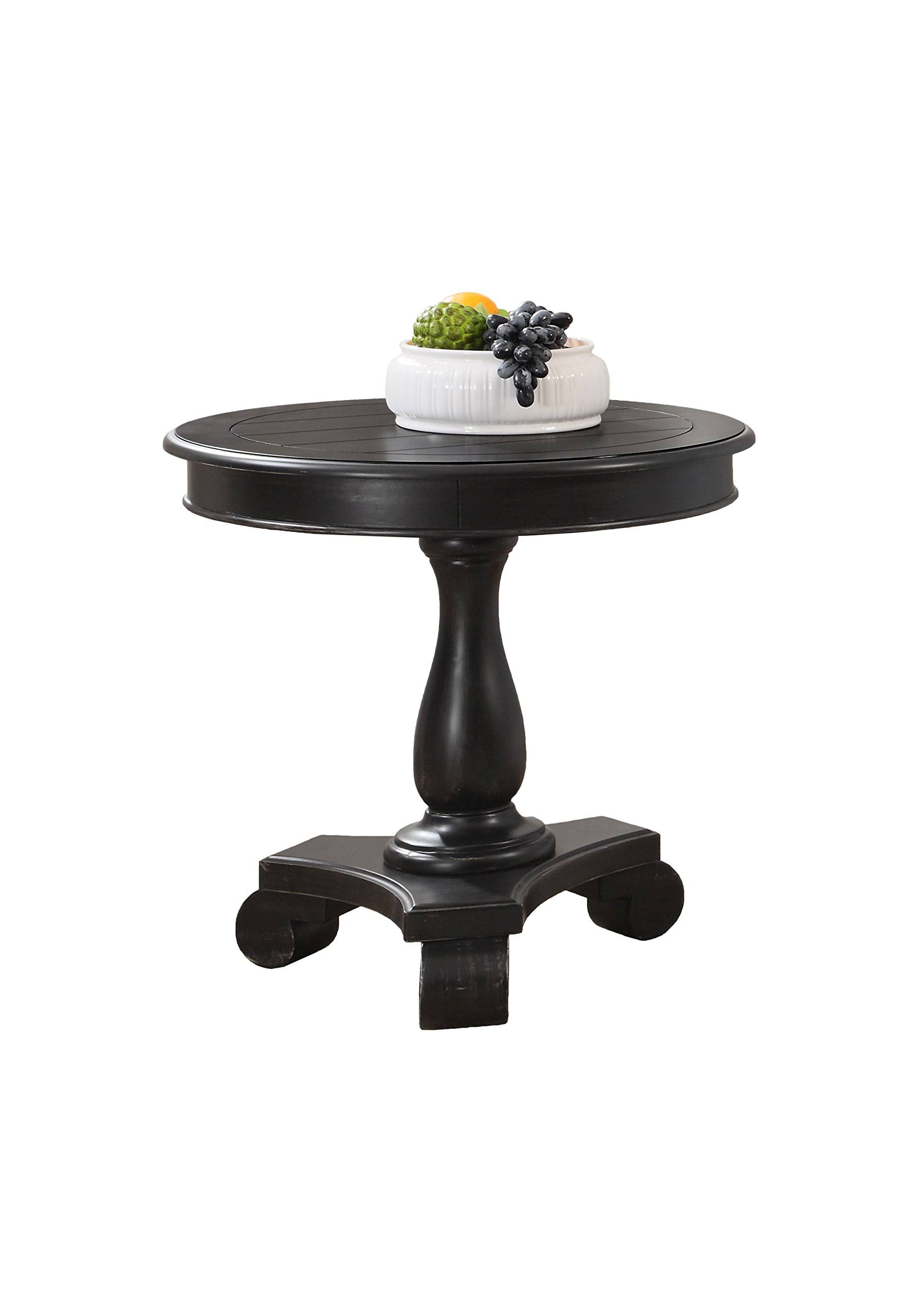 Best Master Furniture Hene Transitional Antique Living Room Round End Table, Black VA_TQD8ILMS